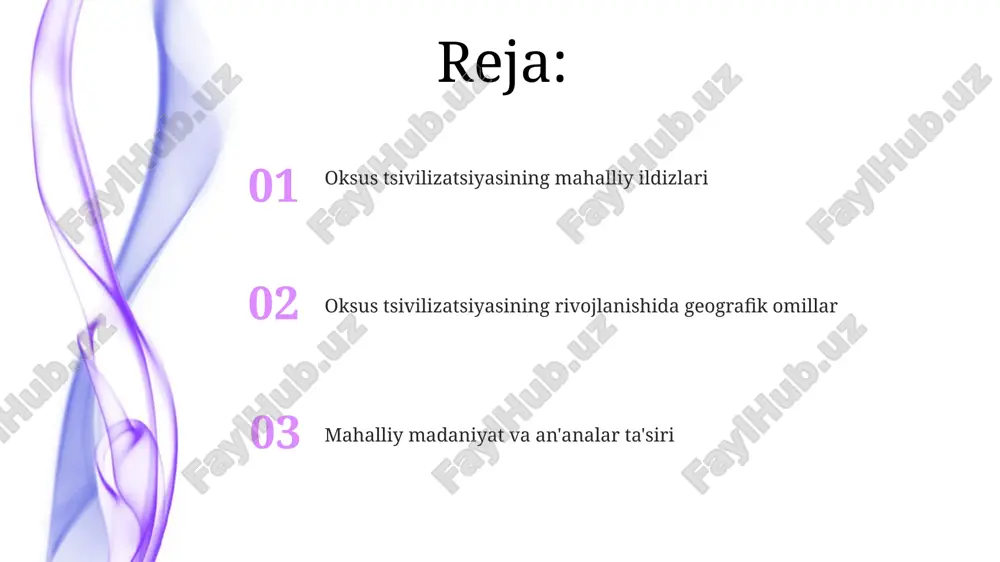 tli amaldorlar tomonidan nazorat qilingan. oksus madaniyatining mahalliy ildizlari oksus madaniyati hunarmandchiligi, xususan metallurgiya va zargarlik buyumlarining ishlab chiqarish texnologiyalari, avvalgi mahalliy anʼanalarga asoslangan boʻlib, mis va bronza buyumlarning 150 dan ortiq namunalari bu fikrni tasdiqlaydi. oksus madaniyatining paydo boʻlishida miloddan avvalgi iv-iii ming yilliklarga oid mahalliy andronovo madaniyati va bactria-margiana arxeologik kompleksi (bmac)ning taʼsiri sezilarli boʻlib, ularning kulolchilik anʼanalari va qabristonlarining tuzilishi oʻxshashliklarni namoyon etadi. oksus madaniyatining sugʻorish tizimlari va dehqonchilik texnologiyalari mahalliy sharoitlarga moslashtirilgan boʻlib, bu miloddan avvalgi 2300-yillarga oid topilmalar orqali tasdiqlangan va 50 dan ortiq aholi punktlarining mavjudligi bu haqda dalolat beradi. geografiya va atrof-muhit togʻlardan oqib tushadigan amudaryo va uning irmoqlari, yillik oqim miqdori 100 kubometrdan oshadigan suv ta'minoti bilan, sugʻorish tizimlarini yaratish va rivojlantirish imkoniyatini bergan. oksus tsivilizatsiyasi turli xil ekotizimlarga, jumladan choʻl, oʻrmon va dasht zonalariga ega boʻlgan mintaqada joylashgan boʻlib, bu yerda hayvonot dunyosi va oʻsimliklarning xilma-xilligi mavjud edi. oksus tsivilizatsiyasi unumdor …