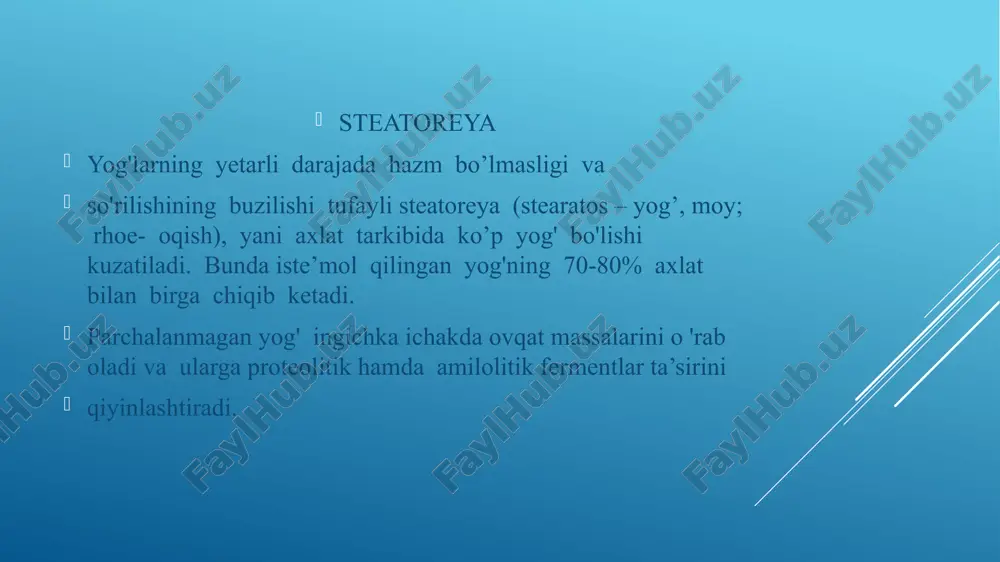 itlar hujayralar bilan qoplanishi hamda bu yerda oz miqdorda qo‘shimcha hujayralar paydo bo‘lishi bilan belgilanadi. surunkali gepatit kelib chiqish sabablari surunkali gepatit rivojlanishida asosiy sabab oldinroq sariq kasali (botkin kasali) bilan og‘rigan bo‘lishdir, ayniqsa bu yuqumli kasallikning og‘ir formasi bo‘lsa. bundan tashqari spirtli ichimliklarni uzoq vaqt, ko‘p miqdorda iste’mol qilish, har xil zararli moddalar ta’siri natijasida ham ushbu kasallik kelib chiqadi. oshqozon, ichak, o‘t pufagi va oshqozon osti bezining surunkali kasalliklari ham sabab bo‘lishi mumkin. kasallikning rivojlanishida organizm himoya kuchini kamayishi, viruslarning qon orqali jigarga kelib, uning ishining buzilishi davom etishi, o‘tning yig‘ilib qolishi asosiy ahamiyatga egadir. yuqoridagi sabablarga ko‘ra jigarda qon yig‘ilib, jigar hujayralarining buzilishiga olib keladi. bulardan tashqari gumoral, immun va autoimmun hodisalarning ahamiyati ham kattadir. kasallikning persistik turi ancha yengil hisoblanib, bemorlar o‘ng qovurg‘a ostida kuchsiz og‘riq bo‘lishidan, darmonsizlanishdan, ish qobiliyati pasayishidan shikoyat qilishadi. tekshirilganda jigarning hamma chegaralari pastga 3-4 sm.gacha siljigani aniqlanib, paypaslanganda ozgina og‘riq bo‘ladi …