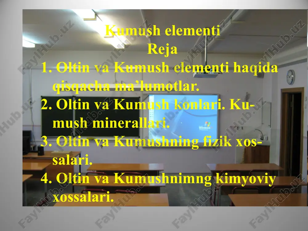 bo’yicha qattiqligi 2,7. k. yumshoq, cho’ziluvchan bo’lganidan mexanik ishlovi oson. undan 0,00003 sm qalinlikdagi vafis varaqlar tayyorlash mumkin. k. issiqlik va elektrni boshqa metallarga qaraganda yaxshi o’tkazadi, yorug’likni yaxshi qaytaradi. kimyoviy jihatdan nofaol element. odatdagi sharoitda suv va nam havo ta’siriga chidamli. lekin galogenlar bilan oson reaksiyaga kirishadi (q. kumush galogenidlar). ko’pgiva metallar bilan qotishmalar hosil qiladi. k. birikmalarida, asosan, 1 valentli, ba’zan 2 va 3 valentli. nitrat va konsentrlangan issiq sulfat kislotada erib, tuzlar hosil qiladi. k.ning aksari tuzlari suvda qiyin eriydi. agno3, agf, agclo4 yaxshi eriydi. k.ning 3 ta oksidi ma’lum. ulardan ag2o va ago barqaror moddalar, ag2o, esa o’ta beqaror bo’lib, sof holda ajratib olinmagan. kumush (i)-oksid, ag2o — to’q qo’ng’ir rangli kukun. zichligi 7,44 g/sm3. yorug’lik nuri ta’sirida kislorodini yo’qotib qorayadi. 200°da to’liq parchalanadi. suvda eruvchanligi 0,714g/l. ammiak eritmasida kuchli oksidlovchi kompleks ag(nh3)2oh, kuchliroq eritmada ag3n va ag2nh dan iborat portlovchi aralashma hosil qiladi. ozon ta’sirida …