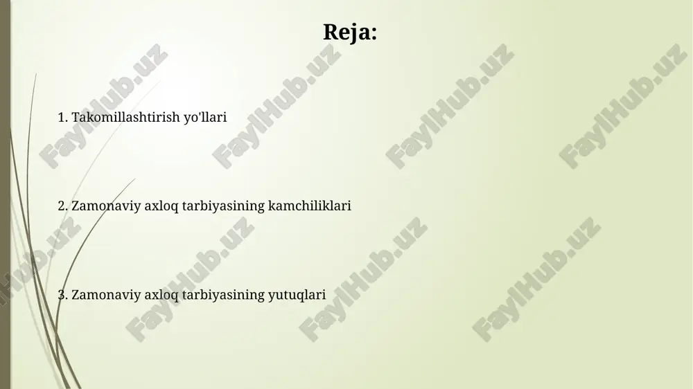 interaktiv o'quv uslublari, jumladan, 5 dan ortiq turdagi o'yinlar va rollarni ijro etish orqali amaliy mashg'ulotlarni qo'llash kerak. axloqiy tarbiya dasturlariga psixologik testlarni qo'shish orqali, 100 dan ortiq o'quvchi uchun individual yondashuvni ta'minlab, ularning shaxsiy xususiyatlarini hisobga olish lozim. zamonaviy axloq tarbiyasining kamchiliklari axloq standartlarining globalizatsiyasi mahalliy madaniy va diniy qadriyatlarni inkor etishga olib kelishi mumkin, bu esa yoshlarda 50% ga yaqin identifikatsiya inqirozini keltirib chiqarishi mumkin. texnologiyalarni haddan tashqari ishlatish va ijtimoiy tarmoqlarda o'zini tutish madaniyatining pastligi o'quvchilarning 70% da axloqiy me'yorlarning buzilishiga olib kelishi mumkin. zamonaviy axloq tarbiyasining yutuqlari axloqni shakllantirishda ijtimoiy-emotsional intellektni rivojlantirishga alohida ahamiyat berilmoqda, bu bolalarning empatiya va muloqot ko'nikmalarini 25% ga yaxshilashga olib keldi. zamonaviy axloq tarbiyasi, 21-asrning global muammolariga javoban, inson huquqlari va demokratik qadriyatlarni o'rgatishga 30% ga yaqinroq e'tibor qaratmoqda, bu avvalgilariga nisbatan sezilarli o'zgarishdir. materialistik qarashlarning taʼsiri so‘nggi 10 yil ichida o‘tkazilgan tadqiqotlar shuni ko‘rsatdiki, materialistik qadriyatlarga ega bo‘lgan yoshlar altruizm …