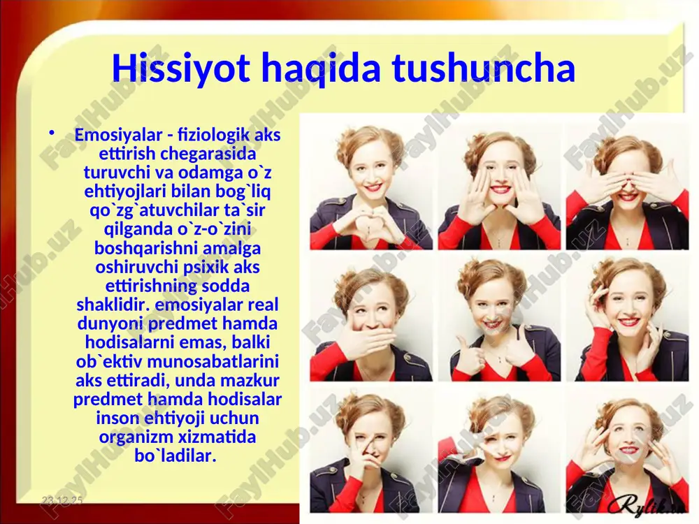varlik, insonparvarlik, o`rtoqlik va do`stlik, jamoatchilik, odamning mehnatga munosabatini ifodalovchi hissiyotlar. uyalish va vijdon hissi, diniy hissiyot. axloqsiz hissiyotlar: g`arazguylik, yulg`uchlik, o`zgalardan ustunlik. intellektual hissiyotlar: havasmandlik, qiziquvchanlik, hayratlanish, taajjublanish, sinchkovlik, e`tiborsizlik, ishonch, ikkilanish, yangilikni sevish yoki undan qurqish. estetik hissiyotlar: go`zallik-xunuklik, yuksaklik-tubanlik, fojialilik-komiklik. estetik hissiyotlar axloqiy hissiyotlar bilan chambarchas bog`liqdir. his-tuyg`ularni biz uchun yoqimli va yoqimsiz bo`lgan his-tuyg`ularga ajratish mumkin. yoqimli his-tuyg`ular, ularni boshdan kechirayotgan kishining nuqtai nazari bilan qaraganda ijobiy his-tuyg`ular, yoqimsizi - salbiy his-tuyg`ular bo`ladi. ular o`rtasida birinchi va ikkinchi his-tuyg`ularga kiritilishi mumkin bo`lgan ko`pgina oraliq his-tuyg`ular mavjuddir. masalan, qo`rquv ba`zan jangovor ruhni, o`zini himoya qilish uchun aktiv harakat qilishga tayyorlikni o`z ichiga oladi; qo`rquv hissi orqaga qaytishga ham, dadil hujum qilishga ham undashi mumkin. muvaffaqiyat quvonchiga ba`zan ma`yuslik hamroh bo`ladi. his-tuyg`ular aktiv yoki passiv bo`lishi mumkin. agar kishi hayajonlangan, diqqati kuchaytirilgan bo`lsa (masalan imtihon oldida turgan talaba) yoki alohida ko`tarinkilikni (ijodiy ish davrida) his qilsa, uning tuyg`ulari …
