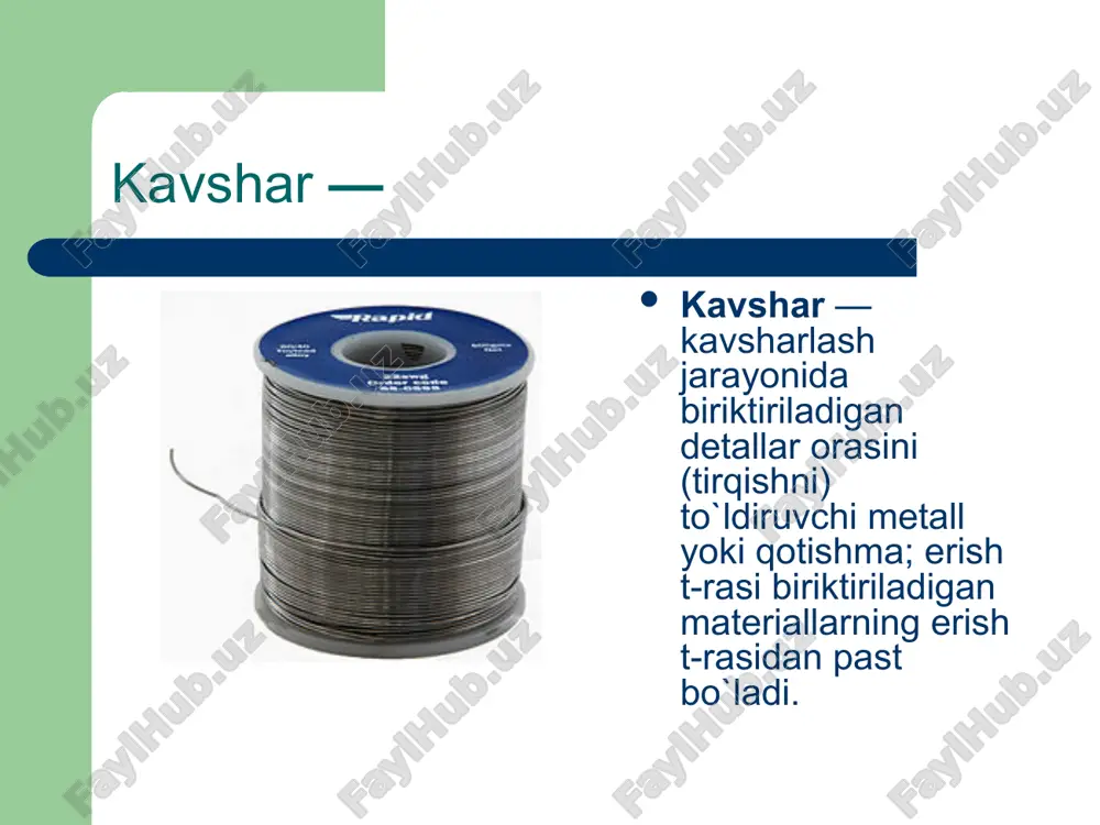 kavsharlar oson suyuqlanuvchi qotishma - Page 2