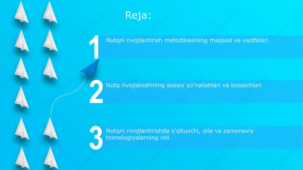 5. **kreativlik va tanqidiy fikrlash**: nutq va muloqot orqali o'z fikrini yaratish va himoya qilish, kreativ va tanqidiy fikrlash qobiliyatlarini rivojlantirish uchun metodikalar ishlab chiqiladi. bu esa o'z navbatida insonga turli fikrlarni tahlil qilish, baholash va yangi g'oyalarni ishlab chiqish imkonini beradi. 6. **madaniy va ijtimoiy ongni oshirish**: til va nutq milliy va madaniy ongni oshirishga xizmat qiladi. nutq o'stirish metodikasining yana bir maqsadi til o'rganayotgan shaxsni turli madaniy kontekstlar va ijtimoiy odob-axloq qoidalari bilan tanishtirishdan iborat. 7. **badiiy nutq rivoji**: badiiy ifodalash qobiliyatini rivojlantirish ham nutq o'stirish metodikasining asosiy maqsadlaridan sanaladi. bu jarayon poetik nutq, dramatik sahnalarda ishtirok etish va o'z fikrlarini ijodkorona ifodalash qobiliyatlarini o'z ichiga oladi. 8. **aksentni yaxshilash**: nutq o'stirishda aksent va talaffuzni yaxshilash ham muhim ahamiyatga ega. talaffuzning aniq va to'g'ri bo'lishi nutqni yanada tushunarli qiladi. 9. **til o'rganish motivatsiyasini oshirish**: nutq o'stirish metodikasi o'z ichiga qiziqarli va interaktiv darslar kiritish orqali til o'rganish motivatsiyasini …