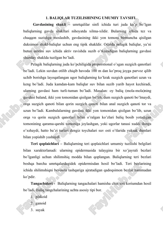 ajratadigan qadoqsimon bezlar hammadan ko’pdir. tangachalari - baliqlarning tangachalari hamisha chin teri koriumdan hosil bo’ladi. baliq tangchalarining uchta asosiy tipi bor. 1. plakoid 2. ganoid 3. suyak 1) plakoid tangacha. bu eng primitiv tangacha bo’lib, solishtirma anatomik jihatdan juda ham diqqatga sazovordir, chunki faqat ganoid va suyak tangachalar emas balki tishlar ham o’sha tangchadan iborat. akulalarning tishi ham haqiqiy plakoid tangachadir. 2) ganoid tangacha. hozirgi paytda juda kamdan-kam baliqlar cho’tka qanotlilar baliqlarda bor. lekin u qazilma baliqlarda ko’p bo’lgan. tipik holdagi ganoid tangchalar yassirombik plastinkalardan iborat bo’ladi. ganoid tangchaning tashqi qatlami juda qattiq maxsus moddadan ganoiddan, ostki qatlami suyak to’qimadan tashkil topgan. ganoid tangacha butkul biriktiruvchi to’qimadan hosil bo’ladi. shuning uchun ham hech vaqt emal bilan qoplangan bo’lmaydi. 3) suyak tangacha. ko’p qanotlilar, barcha suyakli baliqlarga xosdir. bu tangacha tipik holda turli kattalikdagi yupqa suyak plastinkadan iboratdir. suyak tangachalar doimo o’sib turadi va plastinka atrofida yillik halqalar hosil bo’ladi. ixtiologlar …