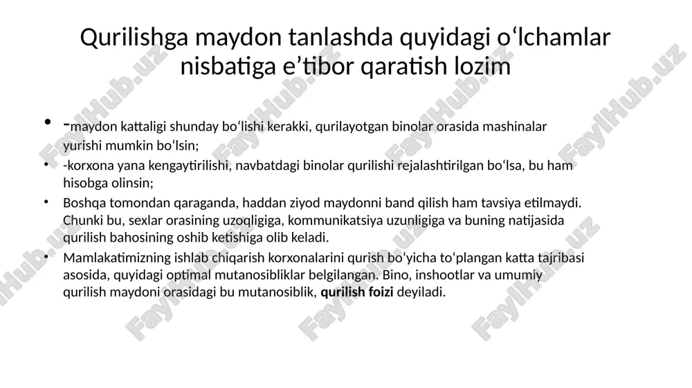 punkti, oshxona, tibbiy bo‘lim, ba’zan maishiy xonalar ham joylashadi. 3) idishlar sexida xom ashyo va tayyor mahsulotlar uchun yashiklar va bochkalar tayyorlanadi. bosh rejada bug‘xona, avtomobil tarozisi, shisha idishlar, yoqilg‘i, yog‘lar, ammiak omborlari, konteynerlar saqlavchi maydonchalar, sport maydonchalari, korxonani suv bilan ta’minlash inshootlari (basseyn, suv uchun rezervuar va hokazo) ko‘rsatiladi. zarur hollarda xom ashyoni uzoq saqlash uchun omborlar ko‘zda tutiladi. oqava suvlar inshootlari, shaxsiy avto-mototransport to‘xtash joylari korxona hududidan tashqarida quriladi. korxonaning bosh rejasi. 1-ma’muriyat-maishiy binosi; 2-asosiy ishlab chiqarish sexi; 3-tayyor mahsulot ombori; 4-yordamchi korpus; 5-ombor; 6-sovutkich; 7-telefon stantsiyasi; 8-avtotarozi; 9-nazorat punkti; 10-issiqlik punkti; 11-quyish stantsiyasi. 12-galereya; 13-ombor; 14-yarimtayyor mahsulotlar bo‘limi; 15-ombor; 16-dastlabki ishlov berish sexi; 17-tunuka idishlarni tayyorlash sexi; 18-oshxona; 19-¬kran yuli; 20-yashiklarni yuvish bo‘limi; 21-nasos stantsiyasi; 22-trans¬port galereyasi. korxonani yong’inga xavflilik darajasi ishlab chiqarishning yong‘inga xavflilik darajasi 6 toifaga bo‘linadi – a, b, v, g, d, e. konserva korxonalarining ishlab chiqarish sexlari kam xavflilik d toifasiga kiradi, ya’ni …