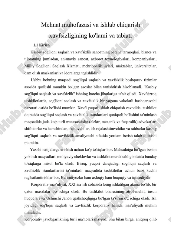 fatida yordam berish talab qilinishi mumkin. yaxshi natijalarga erishish uchun ko'p to'siqlar bor. mahsulotga bo'lgan bosim yoki ish maqsadlari, moliyaviy cheklovlar va tashkilot murakkabligi odatda bunday to'siqlarga misol bo'la oladi. biroq, yuqori darajadagi sog'liqni saqlash va xavfsizlik standartlarini ta'minlash maqsadida tashkilotlar uchun ba'zi kuchli rag'batlantirishlar bor. bu imtiyozlar ham axloqiy ham huquqiy va iqtisodiydir. korporativ mas'uliyat, xxi asr ish sohasida keng ishlatilgan atama bo'lib, bir qator masalalar o'z ichiga oladi. bu tashkilot biznesining atrof-muhit, inson huquqlari va uchinchi jahon qashshoqligiga bo'lgan ta'sirini o'z ichiga oladi. ish joyidagi sog'liqni saqlash va xavfsizlik korporativ hamda mas'uliyatli muhim masaladir. korporativ javobgarlikning turli ma'nolari mavjud. shu bilan birga, aniqroq qilib aytganda, tashkilotlarning ham jamiyatda, ham biznesda ijobiy va barqaror natija ishlab chiqarish uchun ijtimoiy, ekologik va iqtisodiy qiymatni o'zlarining asosiy bizneslarida tadbiq etish imkoniyatiga ega bo'lishlaridir. «korporativ ijtimoiy mas'uliyat», «ijtimoiy mas'uliyatli tadbirkorlik» va «korporativ fuqarolik» kabi tushunchalarning barchasi ushbu tushuncha bilan bir xil ma'noni …