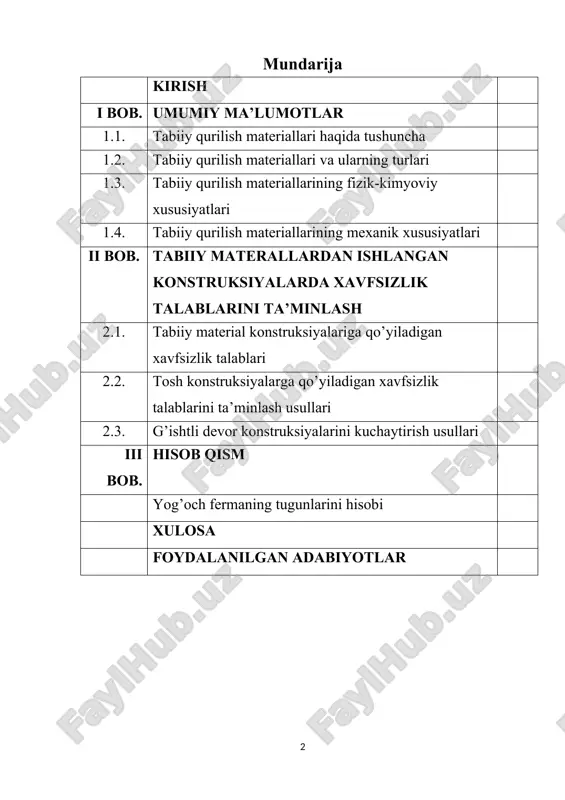 qo’llab-quvvatlash joylari hujjatlarda ko’rsatilganlarga to’liq mos kelishi kerak. avtotransport vositalarida yog’och konstruktsiyalarni yoki ularning elementlarini yotqizish muntazam, barqaror qatorlarda amalga oshirilishi kerak. tashish paytida strukturalarni zarbalar, zarbalar va ag’darilishdan himoya qilish uchun ular elastik qistirmalar orqali qisqichlar yordamida tayanchlarga mahkam o’rnatilishi kerak. yugurishlar, bog’ichlar, bo’shliqlar va boshqa shunga o’xshash elementlar oldindan qadoqlangan holda tashiladi. dala ulanishlari uchun kichik qismlar yuk tashish elementlariga biriktirilishi yoki qismlarning navlari va ularning miqdorini ko’rsatadigan teglar bilan jihozlangan konteynerdagi tuzilmalar bilan bir vaqtda yuborilishi kerak. yog’och konstruktsiyalar bilan yuklash va tushirish operatsiyalari uchun xavfsizlik talablari - gost 12.3.009 ga muvofiq. 2. yog’och konstruktsiyalar uchun saqlash talabi yog’och konstruktsiyalar omborlarda, shiyponlar ostida yoki atmosfera yog’inlaridan himoyalangan ochiq joylarda transport paketlarida, loyihada ko’rsatilgan yog’ochning namligini saqlashni ta’minlaydigan sharoitlarda saqlanishi kerak. yog’och konstruktsiyalarni saqlash joyi tekis bo’lishi va er, erigan va yomg’ir suvlarini olib tashlashni ta’minlagan holda quruq joyda joylashgan bo’lishi kerak. saqlash joyi birinchi navbatda o’t va …