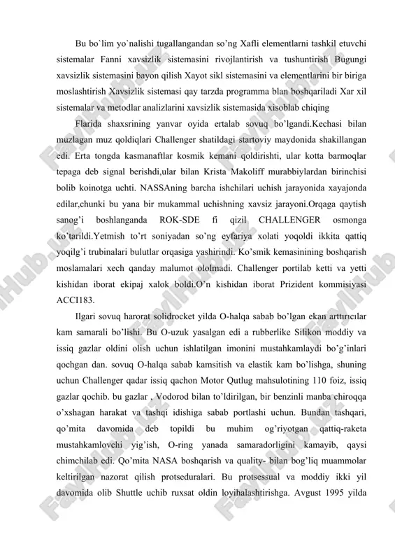 ustahkamlovchi yig’ish, o-ring yanada samaradorligini kamayib, qaysi chimchilab edi. qo’mita nasa boshqarish va quality- bilan bog’liq muammolar keltirilgan nazorat qilish protseduralari. bu protsessual va moddiy ikki yil davomida olib shuttle uchib ruxsat oldin loyihalashtirishga. avgust 1995 yilda issiq gazlar deb topilgan edi shuttle parki yana bir bor asoslantirilgan edi o-uzuk qochgan. ta’riflar tizim xavfsizligini tushunish uchun, bir asoslarini bilish kerak, deb intizomini belgilab borish. a tizimi bir guruh sifatida belgilanishi mumkin o’zaro bog’langan elementlar bitta shaxs shakllantirish uchun birlashtirdi. tizimlari mumkin bir tushdi mashinasi kabi oddiy yoki kimyoviy sifatida murakkab narsa o’z ichiga oladi neftni qayta ishlash zavodi. balki tizimlari haqida eng muhim narsa, deb ular ba’zan bo’lishi mumkin va ko’pincha yanada kichik tizimlar ichiga belgilanadi, yig’ini, pastki va mexanizmlar va komponentlar (rasmga 9-1 ga qarang). agar quyi tizimlar o’zaro sub’ektlar o’z ichiga oladi, ular keyin ham bo’lishi mumkin tizimlari kabi belgilangan. misol uchun, bir mashina tormoz sifatida belgilangan bo’lishi …