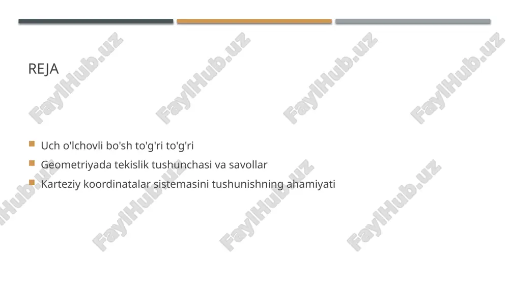 rini o'rganishga asoslangan. bu, geometriya asoslarini tushunishga yordam beradi. koordinatalar tuzilishi uch o'lchovli bo'sh to'g'ri to'g'ri tenglamalari, matematik tahlil va amaliyotlar uchun koordinatalar tuzilishini o'rganishda katta ahamiyatga ega. koordinatalar tuzilishi xususiyatlari va ularning foydalanish sohalari ko'rsatiladi. grafik tarkibi geometriyada bo'sh to'g'ri to'g'ri tenglamalari, grafik tarkibini va ularning jismlarini tushunishga yordam beradi. grafik tarkibi texnik baqasi va 3d modeli haqida ma'lumot beriladi. uch o'lchovli bo'sh to'g'ri to'g'ri o'rganish uch o'lchovli bo'sh to'g'ri to'g'ri o'rganishda, to'g'ri to'g'ri o'rganilgan uchburchakning har tomonidagi o'lchovlar haqida ma'lumot olish, ularning uzunligini hisoblash va chegaralarni topishning ahamiyati ko'rsatiladi. geometriyada tekislikning asosiy tushunchasi 1 konseptual tushuncha geometriyada tekislik, matematik konseptlar va grafik modellar orqali tasvirlanadi, ushbu asosiy tushuncha shunchaki modelni tushuntiradi. 2 algoritmlar va formulalar tekislikning asosiy tushunchasi, matematik algoritmlar va formulasiyalar yordamida ifodalangan, bu formulalar amaliyotda ishlatiladi va natijalar olish uchun muhimdir. 3 amaliyot misollar geometriyada tekislikning asosiy tushunchasi misollar orqali tushuniladi, bu misollar yordamida konseptni amaliyotda …