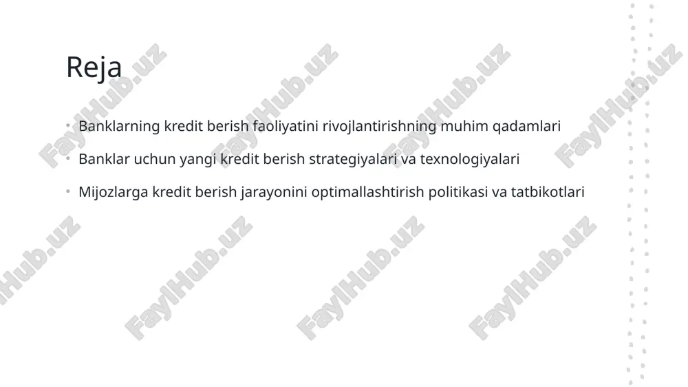 n yordam beradi. banklarning kredit ta'minoti uchun yangi strategiyalar kredit faolligini avtomatlash banklar yangi texnologiyalardan foydalanib, kredit berish jarayonlarini avtomatlashtirishga yo'naltirishadi, bu xizmatlarni tez va samarali qiladi. risklarini minimalizatsiya qilish kredit berish jarayonlarida risklarni tanish va ularni minimalizatsiya qilish strategiyalari kreditlarni xavfsiz va ishonchli qilishga yordam beradi. ma'lumotlar analitikasi kredit oluvchilar to'g'risidagi ma'lumotlar analitikasi yordamida banklar kreditlarini eng optimal shaklda taqdim etish, xizmatlarni yaxshilash va mijozlarga qulaylik yaratishadi. elektronik xizmatlar va platformalar banklar yangi elektronik platformalardan foydalanib, mobil ilovalar orqali kreditlarni taqdim etish orqali mijozlar bilan o'zaro aloqani kuchaytirishadi va ishonchli xizmat ko'rsatish imkoniyatini beradi. banklar uchun texnologik kredit berish usullari banklar uchun texnologik kredit berish usullari, mablag'ni tez o'tkazish, risklarni kamaytirish va xizmat sifatini oshirishda muhim ahamiyatga ega. texnologiyalar banklarga imkoniyat beradi kredit berish operatsiyalarini avtomatlashtirishda. photo by compare fibre on unsplash kredit berish sohasida innovatsion yondashmalar 1 kreditning omonatli yechimlari kreditlarni qayta ishlash, sifatni oshirish va risklarni kamaytirish …