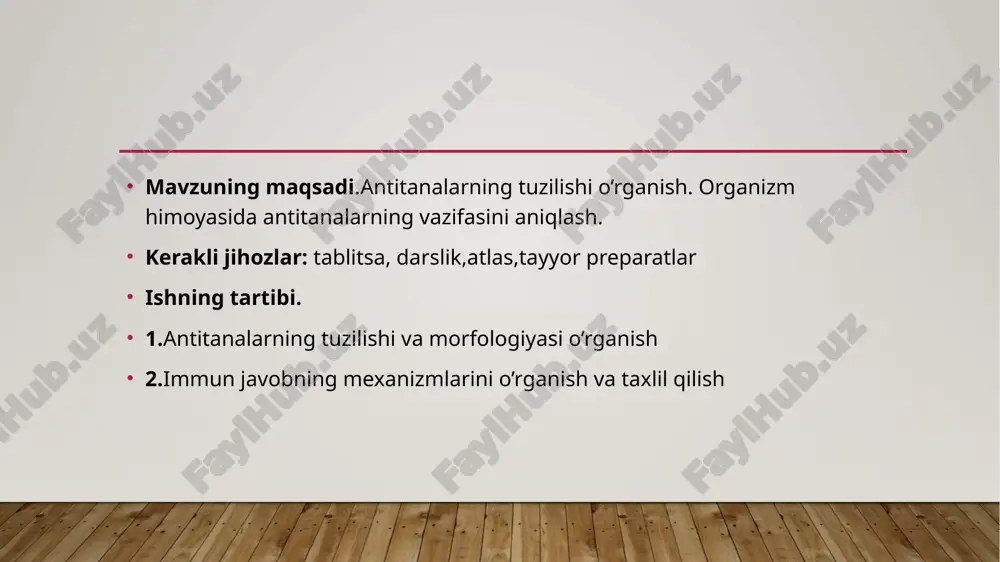 niqlashda amaliyotda kengqo’llaniladi. antigenlar - murakkab organik moddalar bilib ular organizmga o’ziga xos qarshi ixtisoslashgan javob reaktsiyasining keltirib chiqaradi. antitanalar esa - organizmda ma`lum antigenlar ta`siri ostida plazmatik shujayralar tomonidan sintezlanadi va antigen bilan birikib uni zararsizlantirish qobiliyatiga ega bo’ladi. shu tufayli antetanalar immun jarayoning ixtisoslashganligini ta`minlovchi asosiy omillardan biri bo’lib hisoblanadi. antitananing antigen bilan bo\lanish jarayonida qon plazmasida bo’lgan maxsus oqsillar yoki komplement ham ishtirok etadi. komplement bu jarayonda keskin faollashib antigenlarning aititanalar tomonidan zararsizlanishini ta`minlaydi. umumiy tushuncha. plazmatik hujayra va v-limfotsitlar tomonidan antigen ta’sirida sintez qilinib, shu antigen bilan maxsus birlasha oladigan qon plazmasi oqsillari (glikoproteidlar)ga immunoglobulinlar (ig) yoki antitelolar deb ataladi.. tuzilishi va vazifalari bo‘yicha odam va boshqa umurtqalilar antitelolari bir xil, lekin antitelolarning odamda 5 ta sinfi farqlansa, har xil hayvonlarda uchtadan oltitagacha bo’lishi mumkin. antitelolar 4 xil xususiyatga ega: maxsuslik, valentlik, affinitet va avidlik. antitelolar maxsusligi - immunoglobulinlarning faqat gomologik antigenlar bilan ta’sirlasha olishi, ya’ni …
