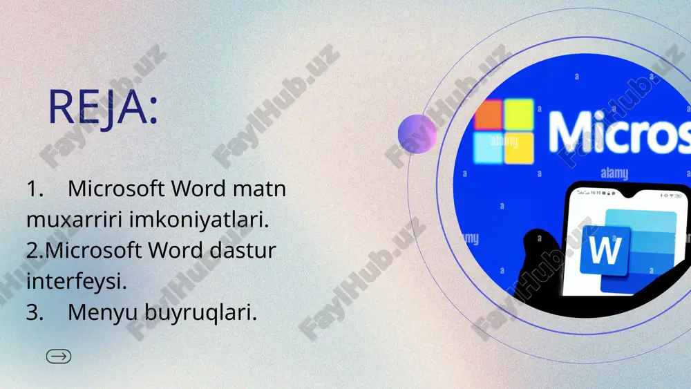 ak okonchatelniy buyrug‘i xujjatda eng so‘nngi taxrirlash ishlari bajarilgandan so‘ng ishga tushiriladi. natijada bu xujjat ustida amal bajarish, taxrirlash ishlarini bajarish mumkin bo‘lmaydi. zashifrovat s ispolzovaniem parolya buyrug‘i xujjatni parol bilan ximoyalaydi. ogranichit redaktirovanie xujjat ustida taxrirlash ishlarini cheklash. ogranichit dostup pechat qilish chegara ruxsatlarini cheklash. dobavit tsifrovuyu podpis xujjatga elektron imzo ko‘yish. buning uchun microsoft kompaniyasidan internet orqali raqamli imzoni olish kerak. inspektor dokumentov xujjatdagi yashirin tekstlarni, noo‘rin izoxlarni (primechaniy), kolontitullarni va boshqalarni tekshiradi va xatoliklarni topadi va o‘chirishni taklif etadi. natijada xujjat ortiqcha daxmazalardan xoli bo‘ladi. proverka chitaemosti xujjatdagi ortiqcha qo‘llanilgan ob’yektlarni ko‘rsatib beradi. maqsad xujjat mazmuni bilan tanishayotgan foydalanuvchini ishini osonlashtiradi. proverka sovmestimosti xujjatda versiyalari orasidagi imkoniyatlar tafovutlarni tekshiradi va bartaraf etishga xarakat qiladi. vosstanovit nesoxranennie dokumenti turli tasodifga ko‘ra joriy xujjat xotirada saqlanmay qolgan holda bu buyruq bajariladi va xujjatni saqlashga erishiladi. pometit kak okonchatelniy bo‘yrug‘i xujjatda eng so‘nggi ishlar bajarilgandan so‘ng uni boshqa taxrirlamaslik uchun …