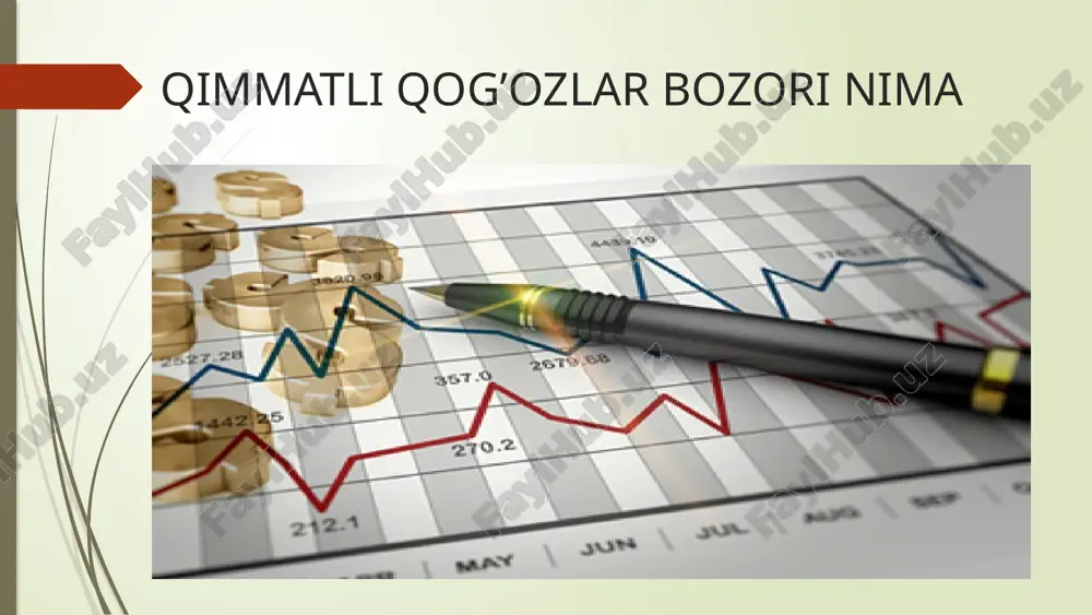 yotgan mamlakat yoki mintaqaning byudjetiga foyda keltiradi, yangi sanoat tarmoqlari ham vujudga kelishi ham mumkin. qimmatli qog'ozlar va ularning turlari qimmatli qog’ozlarning quyidagi turlari mavjud:  aksiya  obligasiya  veksel  chek  investitsion paylar  fyuchers va opsionlar aksiya aksiya – bu uning egasi aksiyadorlik jamiyati kapitaliga o’zining ma’lum hissasini qo’shganligiga qarab jamiyatning foydasidan divident shaklida daromad olish huquqi borligiga guvohlik beruvchi qimmatbaho qog’oz. bundan tashqari, aksiya korxonani boshqarishda qatnashish huquqini ham beradi. aksiyalar 2 guruhga bo’linadi: oddiy aksiyalar - kompaniyaning ustaviga muvofiq aktsiyadorlarning umumiy yig'ilishida o'z vakolatlariga kiradigan barcha masalalar bo'yicha ovoz berish huquqiga ega bo'lish huquqida ishtirok etishlari, shuningdek dividendlar olish huquqiga ega bo'lishlari mumkin, shuningdek kompaniya tugatilgan taqdirda o'z mulklarining bir qismini olish huquqiga ega. imtiyozli aksiyalar. bunga aksiya egasi dividendni olingan foydaga qarab emas, balki oldindan belgilangan qatʼiy foizlarda oladi. lekin bunday aksiya egasi aksiyadorlarning umumiy yigʻilishida ovoz berish xuquqiga ega boʻlmaydi. bunday aksiyalar, …