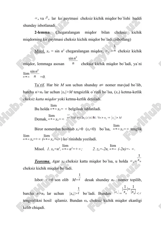 cheksiz kichik va cheksiz katta miqdor. - Page 2