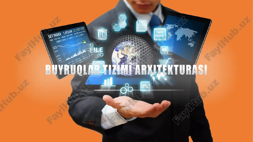 isqacha ma'lumot keltiraman: buyruqlar tizimi asoslari va arxitektura ma'lumot: tizimning vazifasi: buyruqlar tizimi foydalanuvchidan buyruqlarni qabul qilib, ularni operatsion tizimga uzatadi va natijalarni foydalanuvchiga ko'rsatadi. asosiy komponentlar: foydalanuvchi (user): buyruqni kiritadigan shaxs. cli (command line interface): buyruqni kirita olish uchun terminal yoki konsol interfeysi. shell (qobiq): buyruqlarni tahlil qilib, to'g'ri tizim qo'llanmalariga yoki dasturlarga yo'naltiradi. kernel: buyruqlarni bajarish uchun resurslarni boshqaradi. slayd uchun qisqa: buyruqlar tizimi foydalanuvchidan buyruqlarni oladi va ularni operatsion tizimga yo'naltiradi. bu tizimning asosiy tarkibiy qismlari: foydalanuvchi, cli, shell va kernel. mavzu: buyruqlar tizimi arxitekturasi terdu axborot texnologiyalari fakulteti di 223-guruh talabasi shomurodov hasan buyruqlar tizimi arxitekturasi (command-line interface architecture) kompyuter tizimlarida foydalanuvchilarga kompyuter bilan o'zaro aloqada bo'lish uchun buyruqlar orqali ishlash imkoniyatini beradi. quyida buyruqlar tizimi arxitekturasi haqida 3 ta slaytga mos qisqacha ma'lumot keltiraman: ma'lumot: tizimning vazifasi: buyruqlar tizimi foydalanuvchidan buyruqlarni qabul qilib, ularni operatsion tizimga uzatadi va natijalarni foydalanuvchiga ko'rsatadi. asosiy komponentlar: foydalanuvchi (user): …