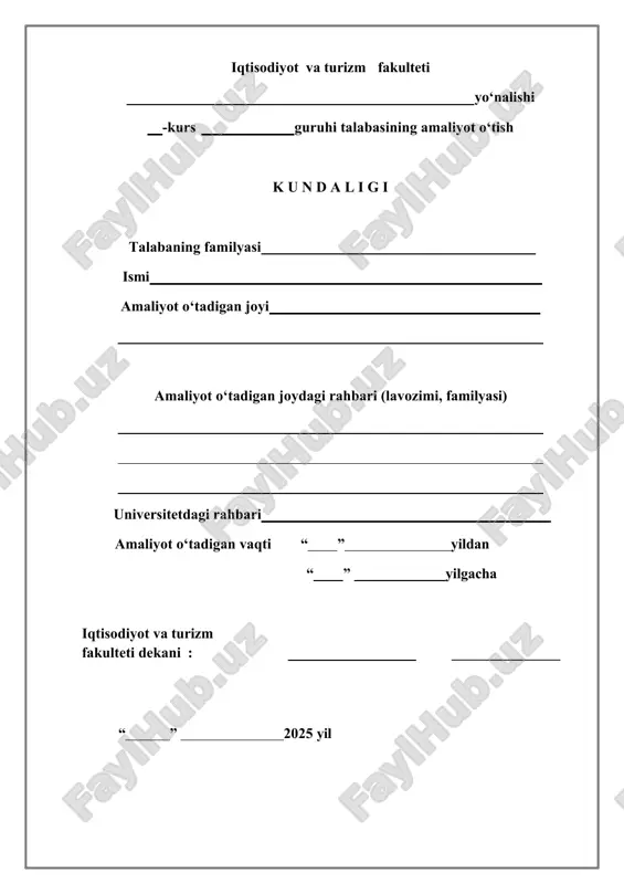 fan va innovatsiyalar vazirligi andijon – 2025 k u n d a l i g i 1. talabaning kalendar ish rejasi suhbatlari (f.i.sh)