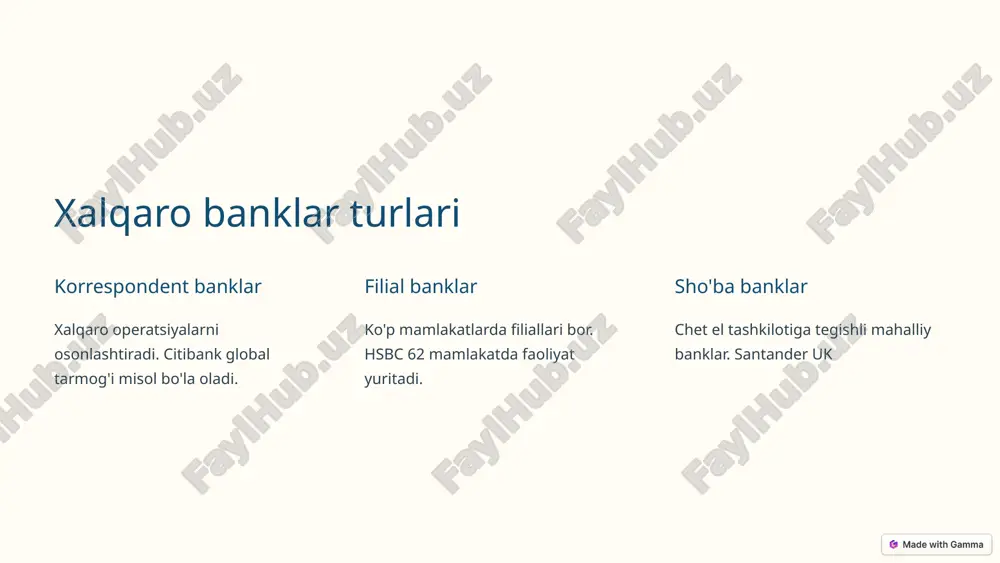 investitsiya banki faoliyati va tartibga solish masalalari. https://gamma.app/?utm_source=made-with-gamma xalqaro bankning ke la jagi 11.75% 2030-yilgacha bank sohasida fintechning kutilayotgan o'sishi 1 fintechning ta'siri: raqamli valyutalar, blokcheyn va peer-to-peer kreditlash. https://gamma.app/?utm_source=made-with-gamma xulosa : xalqaro moliya ta rmog'ini ke la jaki borgan sa ri blockcheyn tizimiga , raqamli olamga o'tish bilan bog'liq bo'ladi. https://gamma.app/?utm_source=made-with-gamma slide 1 slide 2 slide 3 slide 4 slide 5 slide 6 slide 7 slide 8 slide 9