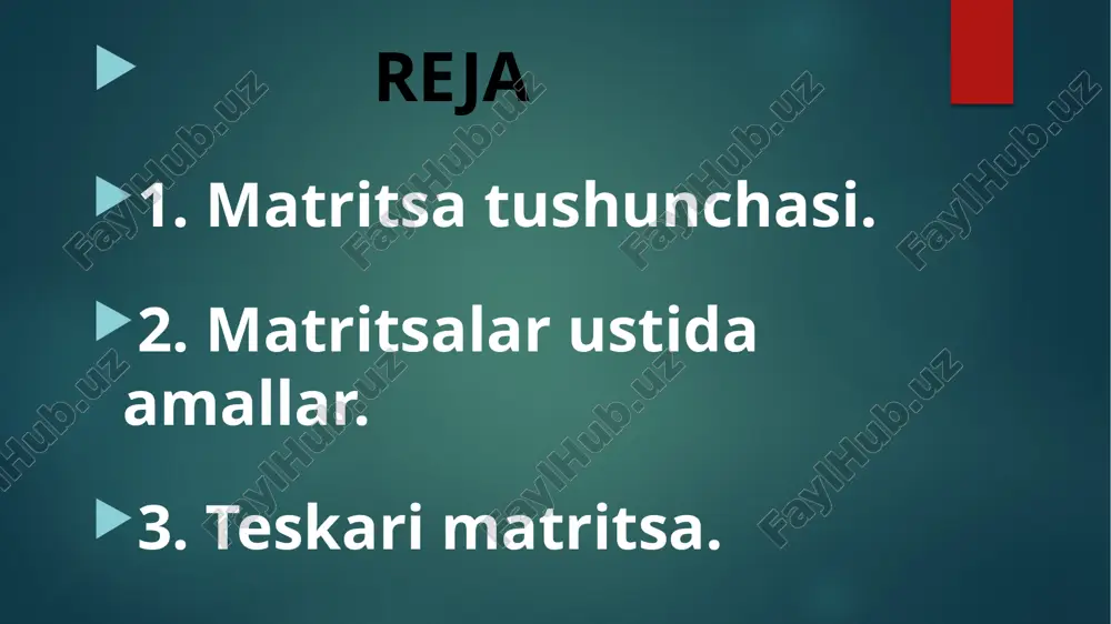matritsalar ustidagi amallarning xossalarini isbotlash - Page 2