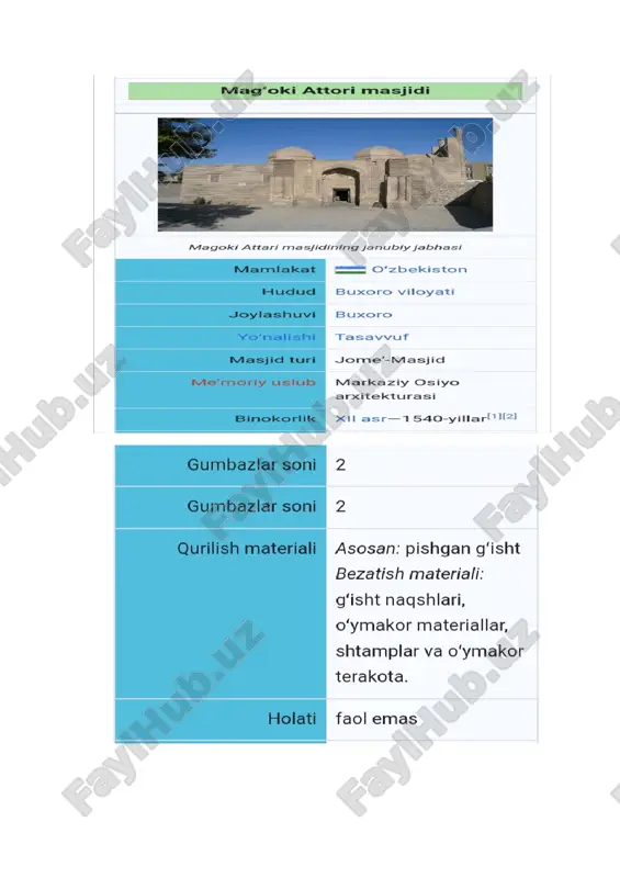 buxoroning qadimiy ayrim binolari pasporti - Page 2