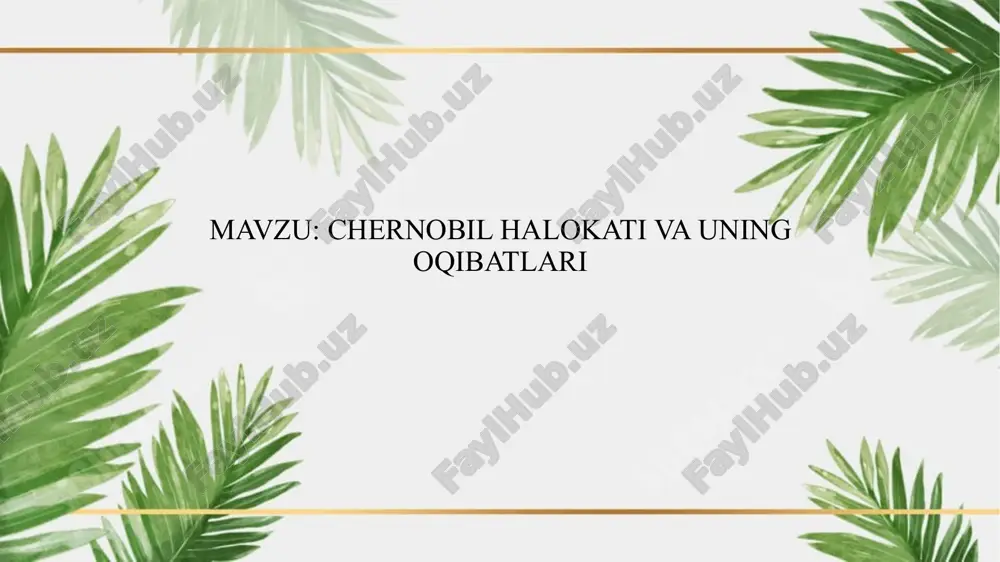 at edi. xuddi shu tajriba, bir yil oldin chernobil aesda oʻtkazilgan va turbinaning quvvati juda tez tushib ketishi kuzatilgan edi. ushbu tajribada esa yangi kuchlanish regulyatori sinovdan oʻtkazilishi kerak edi. tajriba 26-aprel kuni erta tongdan, eksperiment operatorning tashabbusi bilan boshlanadi. bosimning haddan tashqari koʻtarilishi natijasida ogʻirligi 1000 tonna boʻlgan reaktorning yuqori qopqogʻi ajralib chiqadi va yonilgʻi kanallari shikastlanadi. halokat sabablari • haddan tashqari koʻp bugʻ ishlab chiqarilishi tufayli bugʻlanish butun yadroni qoplab oladi. 2-3 soniya ichida yuz bergan ikkinchi portlash issiq grafitning atrofga sochilib ketishiga olib keladi. ikkinchi portlashga aynan nima sabab boʻlgani maʼlum boʻlmasa- da, kuchli bugʻlanish va sirkoniy aralashmasidan vujudga kelgan vodorod sababchi boʻlgani taxmin qilinadi. halokat sabablari • chernobil aesning 4-energoblokida portlash oqibatida, reaktor, qisman dvigatel xonasi (4-quvvat blok hududi) butunlay vayron boʻlgan. energiya bloki binosi qisman qulab tushdi, asosiy aylanma nasoslarning operatori valeriy xodemchuk halok boʻldi. turli xonalarda va uylarda yongʻin yuz berdi. shu kuni ertalab …