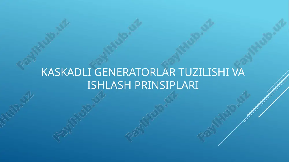 , kompyuterlar va gps tizimlarida ishlatiladi. kaskadli harmonik generator asosiy signal chastotasining ko‘paytirilgan (garmonik) versiyalarini yaratadi. har bosqichda 2x, 3x, 4x kabi chastotalar olinadi. spektral tahlil va aloqa tizimlarida ishlatiladi. kaskadli impuls generator bir nechta impuls hosil qiluvchi bosqichlardan iborat. har bir bosqich signal shaklini shakllantiradi yoki kuchaytiradi. raqamli elektronika, tibbiyotda yurak stimulyatorlari uchun ishlatiladi. kaskadli generatorlarning ishlatilish sohalari 1. radiatsion terapiyada kaskadli generatorlar turli energiyadagi zarrachalarni (masalan, elektronlar yoki protonlar) tezlatish va nishonga yo‘naltirish uchun ishlatiladi. bu usul: saraton hujayralarini nurlantirish orqali ularni yo‘q qilishda qo‘llaniladi. tezlatkichli radioterapiya (masalan, elektron terapiya yoki proton terapiya) uchun zarur bo‘lgan yuqori kuchlanishni ta’minlaydi. 2. diagnostik qurilmalarda ba’zi yuqori energiyali tasvirlash uskunalarida (masalan, kompyuter tomografiyasi (kt) yoki pozitron emissiya tomografiyasi (pet) bilan bog‘liq tizimlarda) qisqa, yuqori kuchlanishli impulslar kerak bo‘ladi. bunda kaskadli generatorlar yordam beradi: ionlashtiruvchi nurlanishni generatsiya qilishda. sensorlar va detektorlar uchun kerakli kuchlanishni berishda. pet uchun kerakli izotoplar (masalan, f-18) sintezida …