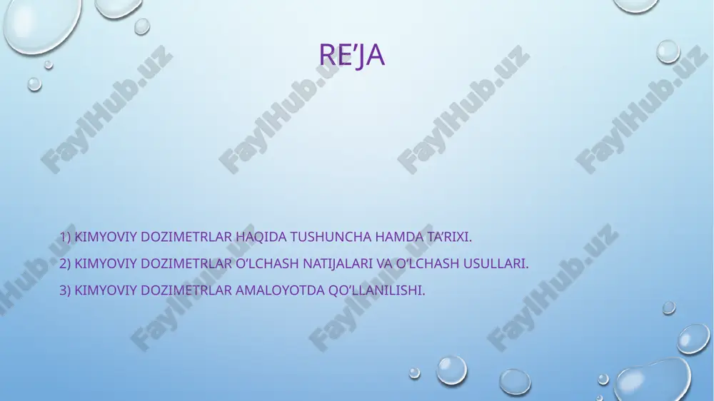 ya’ni fotoemulsiya hodisasi prinsipida ishlaydi. fotografik detektorlar ionlashtiruvchi nurlanishlarni sezuvchi fotomateriallarga asoslangan roentgen plyonkalardir. u selluloid plyo’nkaning bir yoki ikki tomoniga sezgir emulsiya qoplab tayyorlanadi . emulsiya yoki dan iborat. emulsiyani shishaga yoki qo’g’ozga ha, qoplash mumkin . nurlanish ta’sirida emulsiya qoplangan plyonkada yashiringan tasvir hosil bo’ladi . keyin tasvir ko’rinadigan holatga keltiriladi . fotoemulsiyaning qorayish darajasi nurlanish dozasiga bogliq bo’ladi . ko’rinadigan holatga keltirishda kumush atomlari tiklanadi va emulsiyaning nurlanishga bo’lgan sezgirligi batamom so’nadi . nurlantirilgan , ochilgan va berkitilgan plyonkada qorayishning optic zichligi saqlanib qoladi . qorayishning optic zichligini quyidagi formula bilan ifodalash mumkin . s = lg() bu yerda jo – plyenkaga kelib tushgan nurning quvvati , j – plyonkadan o’tgan nurning quvvati . plyo’nkali dozimetr kamchiliklari va afzalliklari. 1)sezgirligi past . 2)nurlanish vaqtidan natijalar olishgacha bo’lgan uzun vaqt (sekin ishlaydi ko’p vaqt talab qiladi). 3)qayta tahlillar sharoitlarining natijalar olishdagi nuqsonlar . 1)arzonlikda (yasalishda sodda material moddalar …