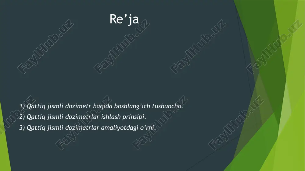 erga urilib ikkilamchi electron emissiya hodisasini hosil qilib yanada ko’p elektronlar shu tartibda dinodlar tomon urilib son jihatdan ortib borib ohirida anod tomon yetib olishadi so’ngra anodni kuchaytirgichga yoki sanagichga zanjir qilib ulanib energiya miqdori hisoblanadi. cherenkov sanagichi — bu tez harakatdagi zaryadlangan elementar zarralarni aniqlovchi detektor bo‘lib, u ushbu zarralar detektor muhitida harakatlanganda hosil qiladigan cherenkov nurlanishi asosida ularni qayd etadi. cherenkov nurlanishi (yoki vavilov–cherenkov nurlanishi) – bu zaryadlangan zarra shaffof muhitda shu muhitdagi yorug‘lik tezligidan yuqori tezlikda, ya’ni v > c/n shart bajarilganda harakatlanganda yuzaga keladigan nurlanishdir. bu yerda v – zarraning tezligi, c – vakuumdagi yorug‘lik tezligi, n esa muhitning sinish ko‘rsatkichi. cherenkov sanagichining nazariyasi hamda ishlash prinsipi. 1 – zarracha , 2 – zarracha traektoriyasi , 3- to’lqin fronti 4 –radiator (dozimetr bo’shlig’i muhit vazifasida) 5 fek – fotoelektron kuchaytirgich 6 – fotokatod . z zarraning cherenkov nurlanishiga aylanuvchi energiyasi, u muhitdagi atomlarni ionlashtirish va qo‘zg‘atishga …