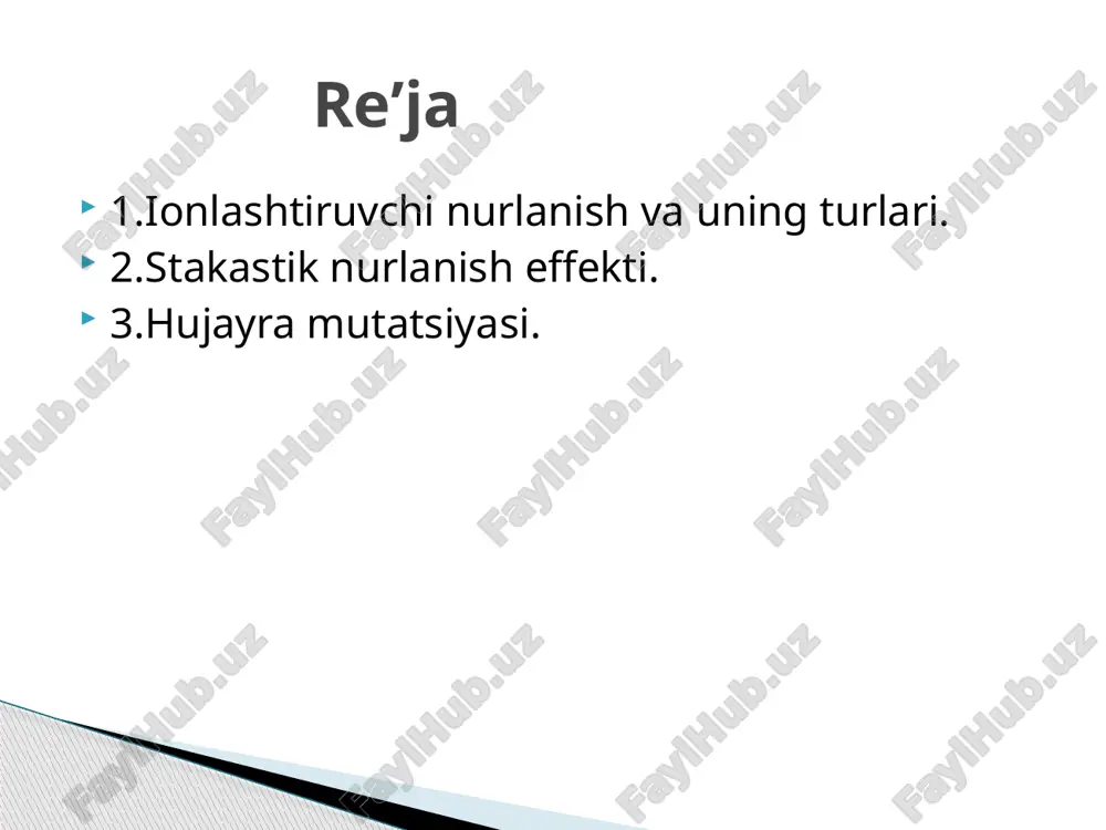 ng asosiy tarkibiy qismidir. kichkina miqdorda ular saraton kasalligini davolash va tibbiy tasvirlash uchun foydalidir. gamma nurlanishi yuqori energiyali elektromagnit nurlanish. u havo va boshqa moddalarni osonlikcha bosib o'tadi va organizmga chuqur kirib boradi. garchi ular normal ko'rinadigan yorug'lik kabi yorug'lik energiyasini olib yuradigan foton turi bo'lsa-da, gamma foton oddiy oq nurli fotonga qaraganda 10000 marta ko'proq energiyaga ega. ushbu chiqindilar alfa zarralari kabi massaga ega emas va energiya zaryadini yo'qotishdan oldin katta masofani bosib o'tishlari mumkin. ko'pincha rentgen nurlari deb tasniflansa-da, gamma nurlari atom yadrosi tomonidan, rentgen nurlari esa atom atrofidagi elektronlar qobig'i orqali chiqadi. gamma-nurlanish tirik mavjudotlar uchun katta dozalarda nurlanishning eng xavfli shakli hisoblanadi va agar yerdan 8000 yorug'lik yili uzoqlikdagi gamma-yulduz portlasa, u qatlamning yarmini yo'q qilishi mumkin, deb taxmin qilingan. o'z quyoshimizdagi ionlashtiruvchi nurlanish ta'sirini inson salomatligiga ancha zararli qiladi. ionlashtiruvchi nurlar bilan bir qatorda ionlashtirmaydigan nurlar ham mavjud. ionlashtirmaydigan nurlanish misollariga infraqizil, mikroto'lqinli va …