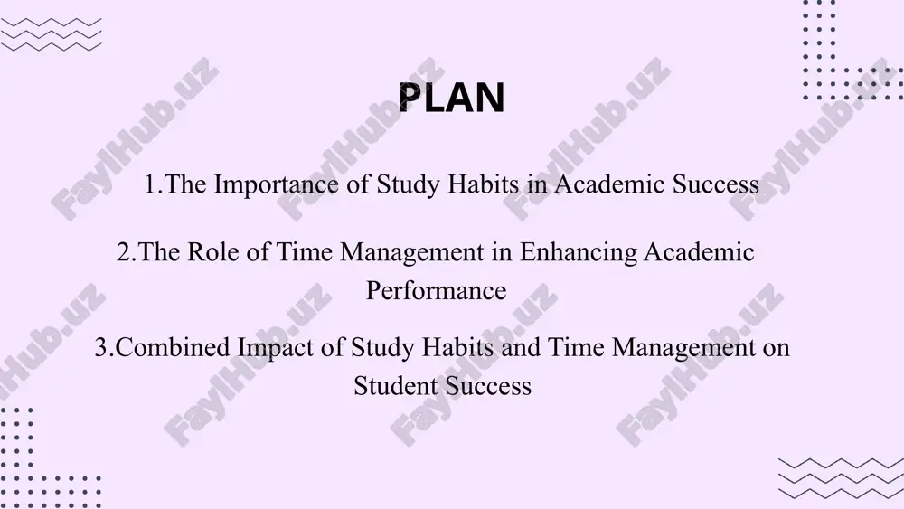 blocking methods are commonly used to help . , students manage their schedules in uzbekistan many universities are beginning to include time - management skills as part of life skills training to prepare students for both academic and professional .success combined impact of study habits and time management on student success while both study habits and time , management are important on their own their combined influence significantly boosts . academic achievement students who develop disciplined study routines and manage their time wisely are more likely to complete tasks . efficiently and with higher quality for , example by scheduling daily study sessions and breaking larger assignments into , - manageable tasks students reduce last minute .cramming and anxiety they also gain confidence in their ability . , to handle academic challenges moreover balanced time allocation ensures that , students maintain a healthy lifestyle which - contributes to mental well …