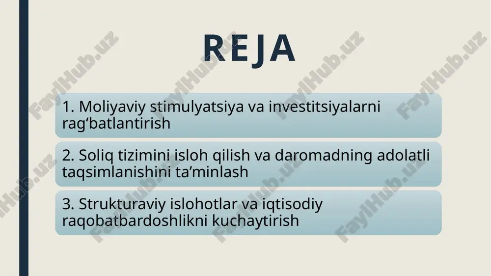 ning adolatsiz taqsimlanishi ko‘plab tahlilchilarning e’tiboriga sabab bo‘lgan. shu bois quyidagi islohotlar amalga oshirilmoqda: iste’mol soliqlarining qayta ko‘rib chiqilishi: 2014 va 2019-yillardagi islohotlar: 2014-yilda yaponiya 5% bo‘lgan iste’mol solig‘i 8% ga oshirilgan, 2019-yilda esa 10% darajasiga yetkazilgan. bu choralar fiskal daromadni oshirish va byudjetni barqarorlashtirishga qaratilgan. ushbu o‘zgarishlar orqali soliq daromadlarining yillik o‘sish sur’ati taxminan 1,5–2% ga ko‘tarilishi hamda markaziy byudjetda qo‘shimcha mablag‘lar shakllanishi kuzatildi. korporativ va shaxsiy daromad soliqlaridagi tartibga solish 2016–2020 yillarda boshlangan islohotlar: korporativ soliqlar darajasini optimallashtirish orqali samaradorlikni oshirishga qaratilgan chora-tadbirlar doirasida, yirik korporatsiyalar uchun samarali soliq imtiyozlari joriy etildi. shaxsiy daromad solig‘i progressiv tizim orqali qayta ko‘rib chiqilib, yuqori daromadli qatlamlardan qo‘shimcha mablag‘ yig‘ish hamda past va o‘rta daromadli qatlamlarga yengillashtirilgan soliq yukini taqsimlash ko‘zda tutilgan. statistik ko‘rsatkichlar: misol uchun, 2018–2020 yillarda korporativ soliq yukining samaradorligini oshirish natijasida soliq daromadlarida 3–4% ga o‘sish kuzatilgan. shaxsiy soliqlar sohasida, progressiv tizim joriy etilishi bilan yuqori daromadli fuqarolardan …
