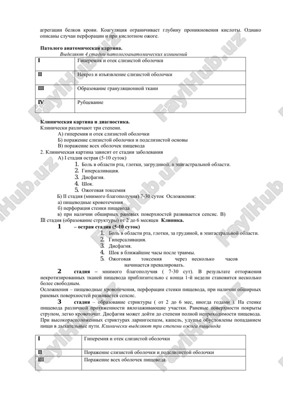 kte so slizistoy obolochkoy rotoglotki vizivayut poyavlenie bolee intensivnix boley, chem rastvori shelochey. poetomu rastvori shelochey patsienti chasto uspevayut proglotit eshe do togo, kak srabotayut zashitnie mexanizmi, pozvolyayushie ogranichit postuplenie v pishevod i jeludok sluchayno vipitix kislot. v techenie poslednego desyatiletiya chasto otmechalis sluchai tyajelogo kislotnogo porajenie jeludka, v to vremya kak shelochi porajali premushestvenno pishevod. eto nablyudenie v bolshey stepeni svyazano s tem faktom, chto tverdie ili kristallicheskie shelochi proglativayutsya, kak pravilo, v nebolshom kolichestve i ne dostigayut jeludka v ob'eme, dostatochnom dlya togo, chtobi vizvat tyajeloe povrejdenie. visokokontsentrirovannie jidkie shelochnie rastvori, proizvodimie v 1970-x ggyu, obladali sposobnostyu vizivat glubokie povrejdeniya stenok kak pishevoda, tak i jeludka. v nastoyashee vremya vipuskayutsya sredstva, soderjoshie kisloti i shelochi v razlichnix kontsentratsiyax, kotorie reje privodyat k perforatsii organov, no chashe k formirovaniyu striktur. pri gistoloogicheskom issledovanii tkaney, kontaktirovavshix s kislotoy, viyavlyaetsya koagulyatsionniy nekroz s agregatsiey kletok i pomutneniem ix tsitoplazmi. granitsi kletok …