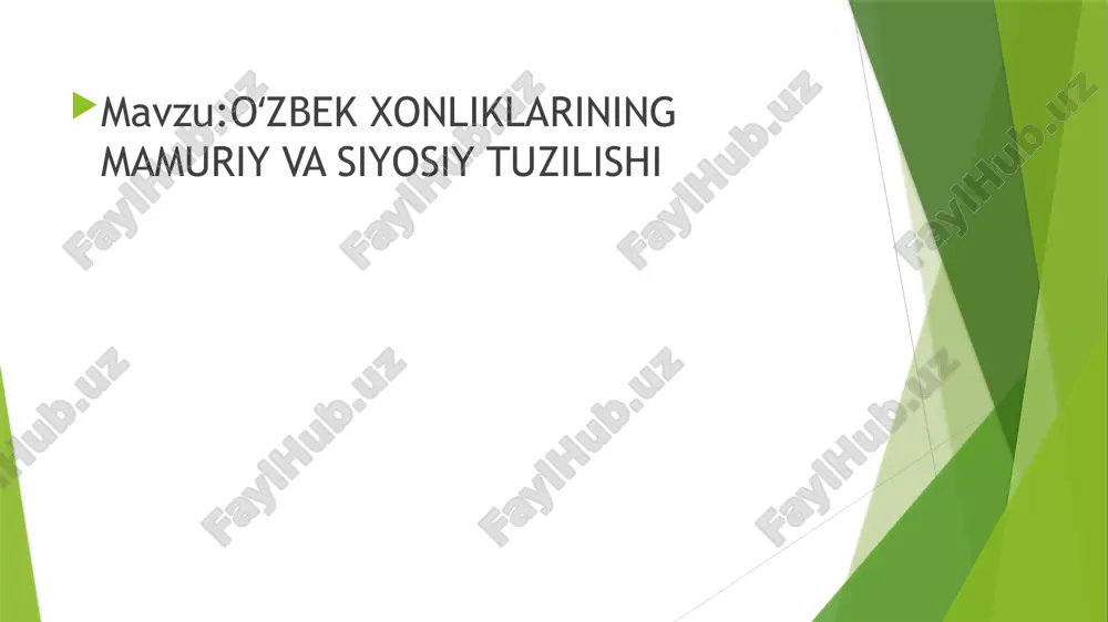 , otaliqdan iborat kengash faoliyat ko‘rsatgan.aholining tinchligi va osoyishtaligi bilan mirshabboshi, xonlikdagi tartib-intizom ishlariga xon qo‘shinlarining bosh qo‘mondoni – yasovulboshi, diniy ishlar va shariat qoidalariga rioya etilishi va amal qilinishi masalalariga shayxulislom, sug‘orish inshootlari va suv ta’minoti hamda taqsimotiga mirobboshi mas’ul hisoblangan harbiy bo‘linmalarga lashkarboshilar qo‘mondonlik qilgan. askarlik xizmatida bo‘lganlar soliqlardan ozod qilingan. eʼtiboringiz uchun rahmat /docprops/thumbnail.jpeg