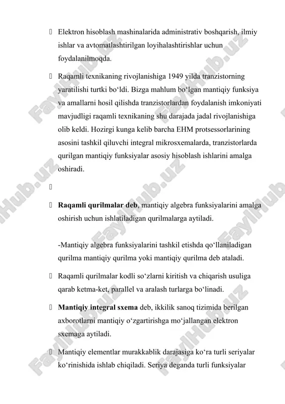 i mantiqiy o‘zgartirishga mo‘jallangan elektron sxemaga aytiladi. · mantiqiy elementlar murakkablik darajasiga ko‘ra turli seriyalar ko‘rinishida ishlab chiqiladi. seriya deganda turli funksiyalar bajara oladigan, yagona konstruktiv-texnologik usulda bajarilgan va birgalikda ishlashga mo‘jallangan imslarga aytiladi. boshqa sxemalarga asos bo‘ladigan negiz mantiqiy elementlar: · ieee 754 (iec 60559) keng qo'llaniladigan ieee standarti bo'lib, suzuvchi nuqta raqamlarini ifodalash formatini tavsiflaydi. u arifmetik operatsiyalarni (matematik operatsiyalar) dasturiy ta'minot (turli xil dasturlash tillarining kompilyatorlari) va apparat (cpu va fpu) amalga oshirishda qo'llaniladi. · standart tavsiflaydi: · • suzuvchi nuqtali son formati: mantis, ko'rsatkich (ko'rsatkich), son belgisi; · • musbat va manfiy nol, musbat va manfiy cheksizlik, shuningdek, raqamlar bo‘lmaganlarni (inglizcha no-a-number, nan) ifodalash; · • matematik amallarni bajarishda sonni o‘zgartirish usullari; · • istisno holatlar: nolga bo'linish, to'ldirish, to'ldirish, denormalizatsiyalangan raqamlar bilan ishlash va boshqalar; · • amallar: arifmetik va boshqalar. · 2008 yilgi standart ieee 754-1985 o'rnini egallaydi. yangi standart oldingi standartdagi ikkilik formatlarni …