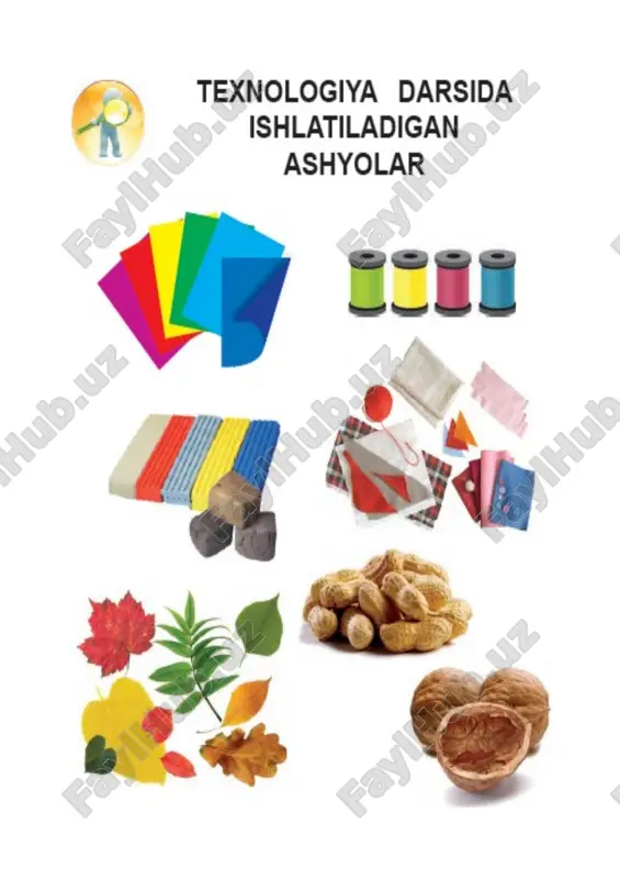 ’plami chiqariladi. yelimlangan qog’oz – jilo berilgan qog’oz bo’lib, bir tomoniga elim surtilgan. texnologiya darslarida ishlatish uchun juda qulay materialdir. rangli jild qog’ozi – turli ranglarda bo’ladi, jilo berilgan rangli qog’ozning o’rinini bosa oladi. qo’l texnologiyai darslarida ko’p ishlatiladi. oboy gul qog’ozi – rangi va guli turlicha bo’lib muqovalashda, narsalarning ustidan yelimlashda, bezash ishlarida keng foydalanildi. millimetrli qog’oz - sathi bosma tur shaklida tayyorlanadi. karton qog’ozi – karton deb 1 kv mt 250 grammdan ortiq bo’lgan qog’ozga aytiladi. oq karton – uni qirqish oson, o’zi unchalik pishiq emas, tez sinadi. bu karton elimni ko’p shimadi ko’pincha elimdan shishadi). undan mayda narsalarni muqovalashda foydalanish mumkun. sariq karton – oq kartonga ko’ra pishiqroq, egiluvchan yaxshi qirqiladi, elimdan shishmaydi. turli ishlarda foydalaniladi. kul rang karton – oq va sariq kartondan pishiqroq, qirqish qiyin. pichoq- karton massasidagi qumdan tez o’tmaslashadi. kartonning bu turidan o’ta pishiqlikni talab qiluvchi narsalar tayyorlanadi. rangli karton - bu yuqa …
