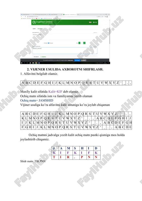 klassik shifrlash algoritmlarini ishlash tartibi - Page 2