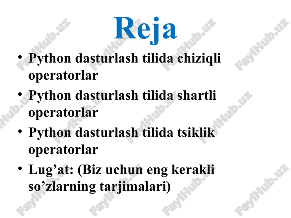 python dasturlashtilidagi shartli operatorlar - Page 2