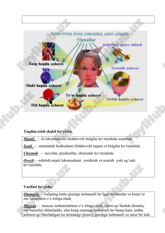 lda berilgan axborot. to‘liq —to‘g‘ri yechim qabul qilish uchun yoki tushunish uchun yetarli bo‘lgan axborot. foydali —qo‘llanilish imkoniyatlarining hajmiga bog‘liq axborotni olgan sub’ekt orqali axborotning foydaliligi aniqlanadi. axborot izlash zamonaviylik cheksiz ma’lumotlar ummoniga o‘xshaydi, unda bizning talablarimizni qondiruvchi axborotlarni topish talab etiladi. axborotni izlash jarayonini strukturalash maqsadida hatto alohida fan yaratilgan. uning otasi kelvin mauers hisoblanadi. axborot izlash, tadqiqotchining fikriga ko‘ra, zarur ma’lumotlarga ega, bizning axborotga bo‘lgan ehtiyojlarimizni qondira oladigan cheksiz miqdordagi hujjatlarni aniqlash jarayonidir. harakatlar algoritmi so‘ralgan ma’lumotlarni to‘plash, qayta ishlash, va taqdim qilish bo‘yicha operatsiyalarni o‘z ichiga oladi. axborotni samarali izlash uchun quyidagi rejaga amal qilish kerak: · so‘rovni shakllantirish (topmoqchi bo‘lgan ma’lumotlarni); · zarur ma’lumotlarning manbalarini topish; · kerakli materiallarni tanlash; · olingan bilimlar bilan tanishib chiqish va bajarilgan ishni baholash. ushbu algoritm ta’lim jarayoni va ilmiy maqola yozishga tayyorgarlikni yengillashtiradi. u axborot – atrofimizdagi cheksiz borliq ekanligini anglash orqali yaratilgan. quyidagi harakatlarga alohida e’tibor qaratidai: kerakli …