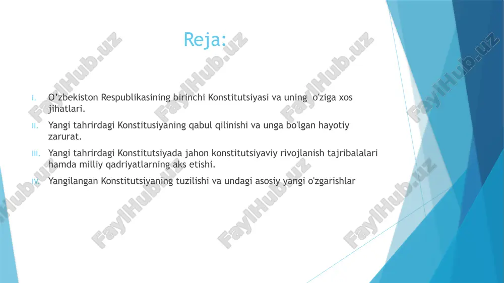 langan bepul tibbiy xizmatlardan foydalanishni ko’rib chiqish 48m shaharsozlik faoliyati sohasida jamoatchilik nazoratini amalga oshirish 49m o‘qituvchilar konstitutsiyaviy maqomga ega bo’ldi o’zlidep “milliy tiklanish” o’.r.konst. oʻzgartish va qoʻshimchalar kiritish tashabbusiqoʻshma yigʻilish 15.05.22 konstitutsiyaviy komissiya 15.05.22 qonunchilik palatasi senat takliflarini bildirishning bir necha koʻrinishdagi imkoniyatlari meningkonstitutsiyam.uz telegram-bot call-markaz yangi tahrirdagi o‘zbekiston respublikasi konstitutsiyasini amalga oshirish bo‘yicha birinchi navbatdagi chora-tadbirlar to‘g‘risida pf 08.05.2023 referendum 2023-yil 30-aprel 90,21 % yangi tahrirdagi o‘r konstitutsiyasi yangi tahrirdagi konstitutsiyani so‘zsiz va to‘liq amalga oshirish barcha darajadagi davlat organlari va tashkilotlarining birinchi navbatdagi ustuvor vazifasi yangi tahrirdagi konstitutsiya oliy yuridik kuchga ega ekanligidan kelib chiqib, davlat organlari va tashkilotlari, shu jumladan, sud va huquqni muhofaza qiluvchi organlar faoliyatida to‘g‘ridan-to‘g‘ri va so‘zsiz qo‘llaniladi yangi tahrirdagi konstitutsiya oliy yuridik kuchga ega ekanligidan kelib chiqib, davlat organlari va tashkilotlari, shu jumladan, sud va huquqni muhofaza qiluvchi organlar faoliyatida to‘g‘ridan-to‘g‘ri va so‘zsiz qo‘llaniladi suveren, demokratik, huquqiy, ijtimoiy va dunyoviy davlat prinsiplarini …