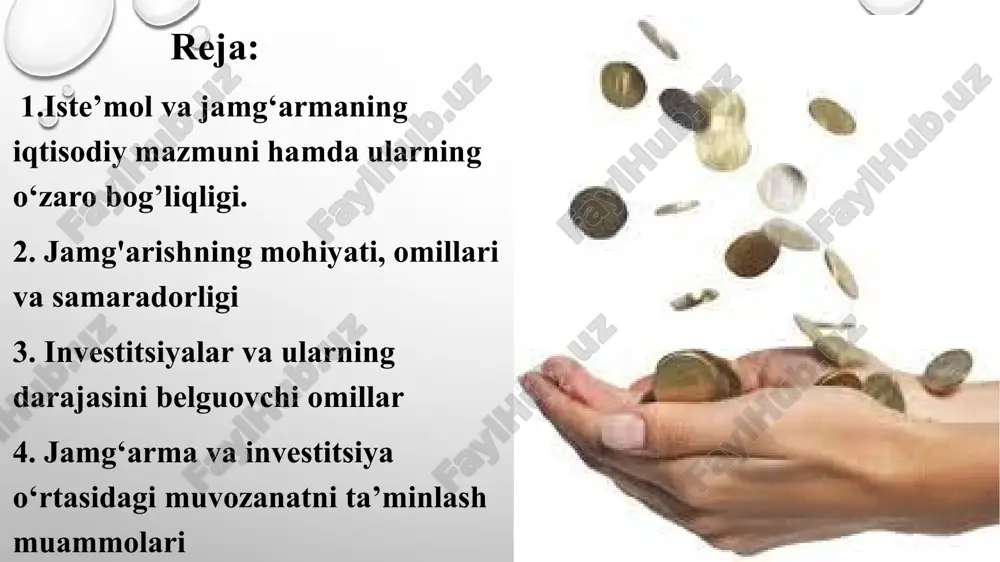 d bilan aniqlanadi. bu daromadni biz tahlil chog’ida ixtiyordagi yoki sof daromad deb ataymiz. jamg'arma — bu aholi, korxona (firma) va davlat joriy daromadlarining kelajakdagi ehtiyojlarini qondirish va foizli daromad olish maqsadlarida to'planib borishi. uning hajmi uy xo'jaliklari daromadidan iste’mol sarflarini ayirib tashlash yo'li bilan aniqlanadi. iste’mol va jamg'arma hajmi hamda unga ta’sir ko‘rsatuvchi omillar o'rtasidagi bog’liqlik iste’mol va jamg‘arma funksiyasi deyiladi. aholi daromadlari iste’mol va jamg'arma mablag'larining yig'indisidan iborat ekan, real foiz stavkasining o'sishi bilan iste’mol kamayib, pasayishi bilan esa ko'payib boradi. boshqacha aytganda, klassik iqtisodchilar fikriga ko'ra iste’mol real foiz stavkasining pasayib boruvchi funksiyasi hisoblanadi. j.m.keyns klassik iqtisodchilarning bu fikrlariga qarshi chiqib, uy xo'jaliklarining iste’mol sarflari real foiz stavkasiga u qadar bog'liq emasligini, kishilar uchun hamma vaqt joriy iste’molning kelgusidagi iste’moldan afzalligini ta’kidlaydi. u iste’mol sarflari darajasiga ta’sir ko'rsatuvchi asosiy omil sifa­tida uy xo'jaliklarining joriy daromadlarini ko'rsatadi. demak, keyns fikriga ko'ra, iste’mol uy xo‘jaliklari joriy daromadlarining o‘sib boruvchi …