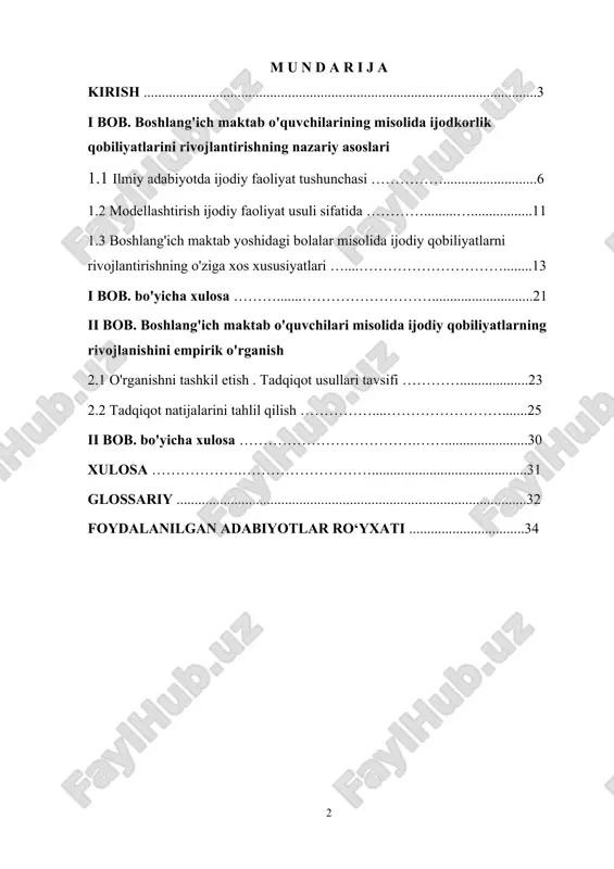 a ijodiy qobiliyatni rivojlantirish hayotning ta’lim oldiga qo‘yayotgan asosiy talablaridan biridir. hayotning barcha sohalarida o'zgarishlar misli ko'rilmagan tezlikda sodir bo'lmoqda. axborot hajmi har ikki yilda ikki barobar ortadi. bilim inson foydalanishidan tezroq eskiradi. zamonaviy dunyoda muvaffaqiyatli yashash va harakat qilish uchun siz o'zingizning noyobligingizni saqlab, doimo o'zgarishlarga tayyor bo'lishingiz kerak. zamonaviy psixologik-pedagogik adabiyotlarda (v.i.andreev, g.s.altshuller , m.i.maxmutov , t.v.kudryavtsev, a.m.matyushkin, e.i.mashbits , a.i.uman , a.v.xutorskoy va boshqalar) oʻquvchilarning ijodiy faolligini oshirish vositalarini aniqlashga eʼtibor qaratilgan. , ularning birgalikdagi ijodiy faoliyatini tashkil etish va muammoli vaziyatlarni yaratish, ijodiy topshiriqlarni bajarish jarayonida maktab o'quvchilarining uslubiy madaniyatini rivojlantirish orqali o'quvchilarning ijodiy faoliyatini tashkil etish masalalarini ko'rib chiqadi . shunday qilib, ijodiy qobiliyatlarni rivojlantirish zamonaviy ta'limning asosiy vazifalaridan biriga aylanadi. ta’limning asosiy maqsadi yosh avlodni kelajakka tayyorlashdir. ijodkorlik - bu maqsadni samarali amalga oshirish mumkin bo'lgan yo'l. ijodkor shaxsni tarbiyalashda kompleks yondashuv estetik va axloqiy tarbiya muammolari bilan bog'liq keng ko'lamli masalalarni qamrab oladi. …
