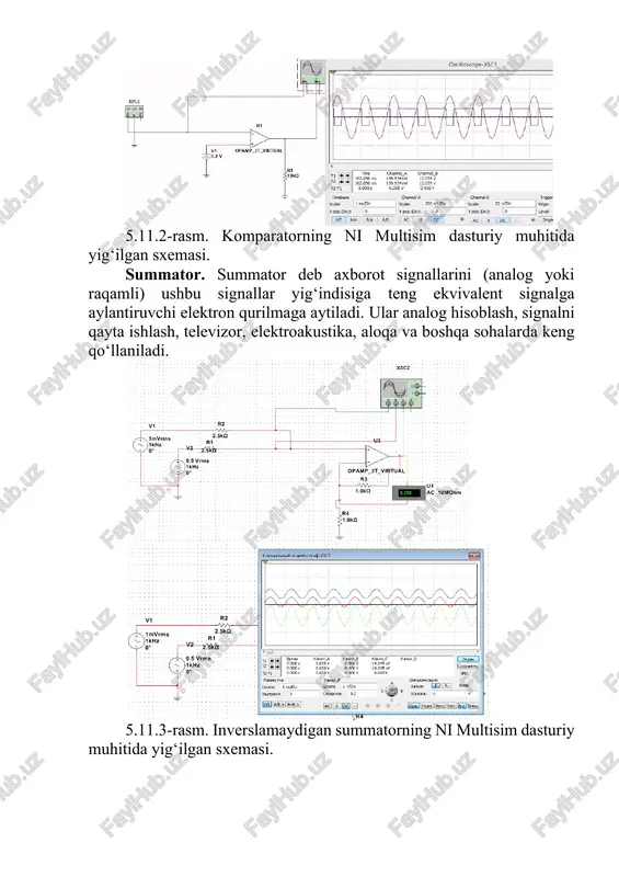 iantlar. (ok – opamp_3t_virtual), generator kuchlanishi – 1 khz, 100mv. 5.11.1-jadval. variant tartib raqami kirish kuchlanishi, v r2, kom 1 0,5 10 2 0,4 10 3 0,3 10 4 0,2 10 5 0,1 10 6 0,5 5 7 0,6 5 8 0,7 5 9 0,8 5 10 0,9 5 11 1 5 12 0,5 8 13 0,4 8 14 0,3 8 15 0,5 7 16 0,8 6 17 0,7 8 18 0,7 4 summator uchun variantlar. (ok – opamp_3t_virtual). 5.11.2-jadval. variant tartib raqami 1 kirish kuchlanishi 2 kirish kuchlanishi r1, kom r2(3), kom 1 1 khz, 50mv 1 khz, 100mv 10 3 2 2 khz, 30mv 1 khz, 110mv 9 3 3 khz, 40mv 1 khz, 120mv 8 4 4 khz, 60mv 2 khz, 100mv 7 5 5 khz, 70mv 1 khz, 150mv 6 6 4 khz, 80mv 2 khz, 100mv 5 7 3 khz, 90mv 3 khz, 100mv 4 …
