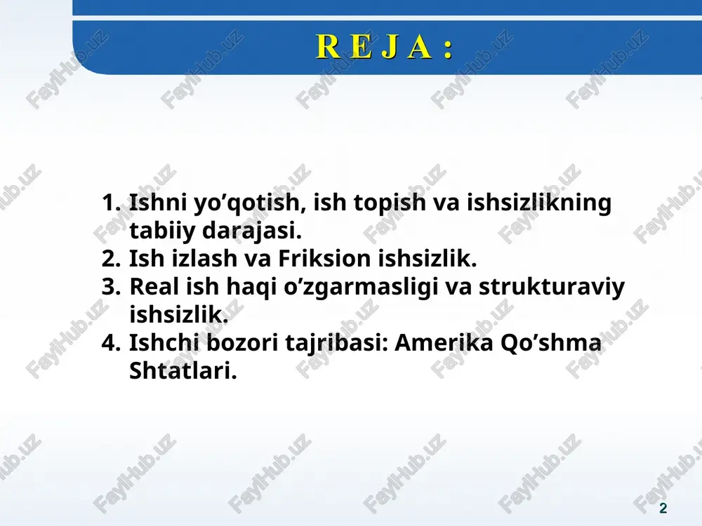 ish haqi muvozant nuqtadan yuqorida tursa, unda ishchi kuchi taklifi talabdan oshib ketadi. natija ishsizlik. real ish haqi ishchi kuchi * navernoe, est smisl nachat s izlojeniya faktov i nekotorix dannix po bankovskoy sisteme * * demografik guruhlar bo’ylab ishsizlik darajasi o’zgarishi ishchi bozori tajribasi: amerika qo’shma shtatlari ishsizlik darajasi aholi turli hil guruhlari bo’ylab sezilarli darajada o’zgaradi. 6-2 jadval 2007-yilda amerika ishsizlik darajasini ifodalaydi. o’shanda umumiy ishsizlik darajasi 6.4 % edi. bu jadval shuni ko’rsatadiki, yosh ishchilar kattalarga qaraganda ancha ko’p ishsizlik darajasini tashkil qiladi. bu farqni tushuntirish uchun , tabiiy ishsizlik darajasi modeliga murojat qilamiz. model yuqori ishsizlik darajasini keltirib chiqaruvchi ikki sababdan himoya qiladi:ish topishning past darajasi va ishdan ketishning yuqori darajasi. iqtisodchilar ishsizlar va ish bn taminlanganlar o’rtasidagi almashinish malumotlarini o’rganib chiqdilar, shuni topdilarki, yuqori ishsizlik darajasidagi guruhlar yuqori darajadagi ishdan ajralishga moyil kishilardir., misol uchun, oqtanli ish bn taminlangan erkak o’smirlarga qaraganda ish bn taminlanisah …