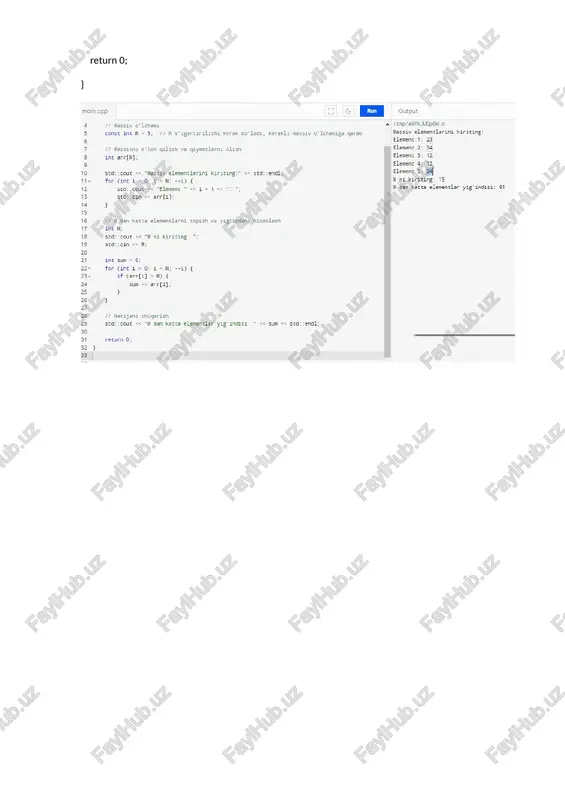 massivlar. m dan katta elementlari yig'indisini hisoblash - Page 2