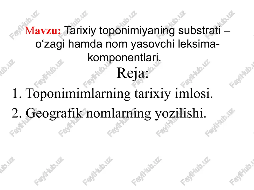 akademik v. v. bartol'd va tarixchi v. l.vyatkin o‘sha sanjarvagn toponimi yangiariq kanalining o‘ng tomonidagi zanjirbog' qishlog‘i nomida saqlanib qolgan degan edi. vaqf hujjatlarida ham “sanjarvagn degan joy zanjirbog‘ nomi bilan mashhurdir” deyiladi. so‘zlarning tojik tiliga xos o‘rin almashuvi toponimikada uchraydi xorazmning qadimiy poytaxti kat shahri yaqinida amudaryodan chiqarilgan katta bir ariq qorasuv deb atalgan. shu kanal xiii asr muallifi ibn al-asrning arab tilida vozilgan bir asarida suvqora deb atalgan va kanalning nomi “qora suv" degan so‘z deb izohlab ham qo'yilgan. nomlarning almashib turishiga antroponimiyada ham ko'plab misollar keltirish mumkin: (misol keltiring) qo‘rg'ontepa - tepaqo‘rg‘on sar(i)bozor - bozorboshi, sariqo‘rg'on - qo‘rg‘ontagi, alisher - sherali, alibek - begali, boy sari - sariboy o'zbekiston sharoitida qadimiy qaydlar doim ham toponimlatning dastlabki shaklini aniqlash uchun ishonchli manba bo`lavermaydi. chunki, movarounnahrni arablar bosib olgandan so‘ng barcha yozma yodgorliklar arab yozuvida yozilgan edi (yunon, sug‘d, qadimgi turk va boshqa yozuvlarda ayrim geografik nomlargina qayd etilgan). …