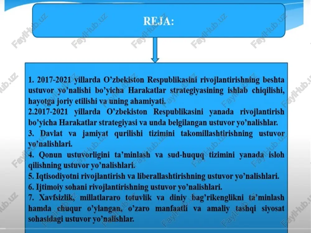 tizimini takomillashtirish davlat organlari xodimlari, ta'lim muassasalari o'quvchilari va jamoatchilik o'rtasida terrorizm, ekstremizm va boshqa jinoiy faoliyatni oldini olishga qaratilgan kompleks profilaktik-tushuntirish tadbirlarini o'tkazish. ushbu mavzularda bir qator radio va teledasturlar tashkil etish huquqiy ta'lim va huquqiy tarbiya tizimini takomillashtirish va kuchaytirish mexanizmini o'z ichiga olgan davlat ta'lim standartlari va o'quv dasturlarini ishlab chiqishni nazarda tutuvchi vazirlar mahkamasi qarori loyihasini tayyorlash. aholini, ayniqsa, yoshlarni diniy ekstremizm, aqidaparastlik kabi buzg'unchi harakatlar ta'siridan asrash maqsadida mahallalarda hamda ta'lim muassasalarida «islom ma'rifati aqidaparastlikni qoralaydi», «diniy ekstremizm va terrorizm — yoshlar kelajagiga tahdid» mavzularida uchrashuv va davra suhbatlarini tashkil etish bo'yicha maxsus dastur ishlab chiqish ta'lim muassasalari o'quvchi va talabalarining huquqiy bilimlari va savodxonligini yanada oshirish va mustahkamlashga qaratilgan «huquq bilimdonlari», «siz qonunni bilasizmi?», «tafakkur sinovlari», «konstitutsiya — baxtimiz poydevori» respublika ko'rik-tanlovlarini o'tkazish iiv, ovao'mtv, bosh prokuratura, xalq ta'limi vazirligi, mtrk, «mahalla» jamg'armasi, «kamolot» yoih, vazirlik va idoralar xalq ta'limi vazirligi, ovao'mtv, iiv, adliya …
