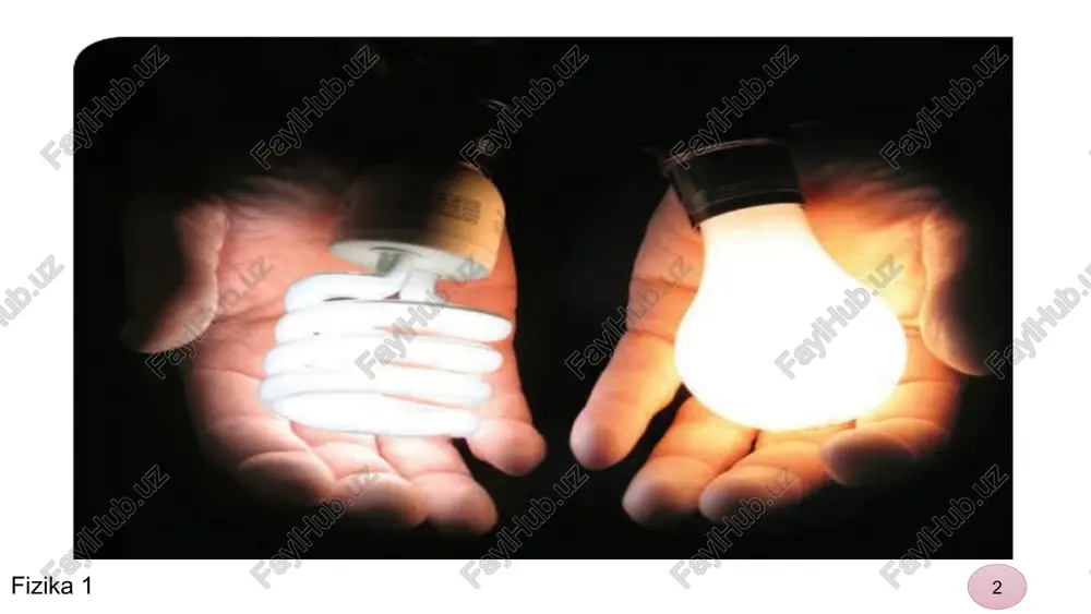 energiya hisobidan elektr energiyasi manbai bo‘ladigan qurilmalar galvanik elementlar deb ataladi. tok o‘tkazish uchun elektr energiyasi manbai bo‘ladigan qurilmalar akkumulyatorlar deb ataladi. fizika 1 8 7 tok ta’siri 1. issiqlik ta’siri. tok o‘tayotgan o‘tkazgich qiziydi. issiqlik ta’siri doimo namoyon bo‘ladi. o‘ta o‘tkazgichlarda tok o‘tganda tokning issiqlik ta’siri deyarli namoyon bo‘lmaydi. 2. ximiyaviy ta’sir. elektr toki o‘tkazgichning ximiyaviy tarkibini o‘zgartiradi. bu hodisa elektrolitlarda tok o‘tganda namoyon bo‘ladi. 3. magnit ta’sir. tok qo‘shni o‘tkazgichlardan o‘tadigan toklarga va magnit jismlarga kuch bilan ta’sir o‘tkazadi. tokning magnit ta’siri barcha o‘tkazgichlarda, ximiyaviy va issiqlik ta’siridan farqli barcha hollarda namoyon bo‘ladi. 9 fizika 1 8 elektr yurituvchi kuch (eyuk) birlik musbat zaryadni ko‘chirishda tashqi kuchlarning bajargan ishi bilan aniqlanadigan fizik kattalik zanjirning elektr yurituvchi kuchi deb ataladi. zanjirning yopiq qismida tashqi kuchlarning bajargan ishi yopiq zanjirdagi eyuk – bu tashqi kuchlar maydoni kuchlanganligi vektorining sirkulyasiyasidir: tashqi tashqi tashqi fizika 1 10 9 elektr yurituvchi kuch (eyuk) …