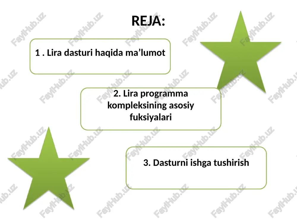 ichiga olgan; lira programma kompleksining asosiy fuksiyalari dinamik ta’sirlarning har xil turlariga hisoblashlarni bajarish mumkin (titrash yuklari, impuls, zarba, javob-spektr); po’lat sortamentlar bazasini muharrirlash imkoniyati yaratilgan; boshqa grafik va hujjarlashtiruvchi sistemalar bilan dxf, mdb, ifc va hokazo fayllarni bog’lashni amalga oshirish(autocad, allplan, stark, archicad, ms word, revid va boshqalar). lira programma kompleksining asosiy fuksiyalari kengaytirilgan yordam va hujjatlashtiruvchi sistemalarning ishlashi ta’minlangan; interfeys tilini istalgan bosqichda o’zgartirish va istalgan bosqichda hujjatlashtirish imkoniyatlari yaratilgan; turli o’lcham birliklari sistemasi va ularning kombinasiyalari mavjud. dasturni ishga tushirish lira dasturini ishga tushirish uchun pusk-vse programmi-lira sapr fayl fayl- menyu bandida yangi fayl yaratish, mavjudini ochish, yopish, saqlash, chiqish kabi amallarni bajarish mumkin. rejim rejim- menyu bandida kompleksning uchta ishlash rejimidan birini yuklovchi 3 buyruq bandiga ega: raschetnaya sxema- bu rejimda barcha boshlang’ich ma’lumotlar yaratiladi. buyruqqa belgi o’rnatish, shu buyruq yuklanganligini bildiradi. qolgan ikkita rejimda bajariladigan ishlar ularning nomlaridan kelib chiqadi. rezultati rascheta- rejimida hisoblash amalga …