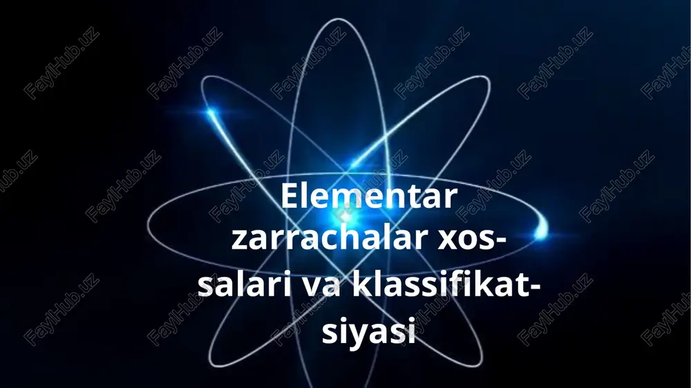 ali proton 0)ni kashf qildi. ingliz fizigi j. chedvik zarralarning berilliy bilan oʻzaro taʼsirini oʻrganishda neytral zarra — neytron (p) ni kashf qidsi (1932). neytronning massasi protonning massasiga juda yaqin. bu uchta zarra (elektron, proton va neytron) atom tuzilishida qatnashadi. hozirgi paytda maʼlumki, boʻlinmas elementar zarracha hisoblangan proton va neytron murakkab tarkibiy tuzilishga ega. add your words here, according to your need to draw the text box size. please read the instructions and more work at the end of the manual template. dalton 1900-yilda m. plank mutlaq qora jism nurlanishi energiyasidan kvantlangan deb foton tushunchasiga asos soldi. keyinchalik a. eynshteyn elektromagnit nurlanish fotonlar tarzida yuz berib, muhitda tarqaladi va yutiladi deb fotonning hozirgi zamon tushunchasini yaratdi. fotonlarning mavjudligi r.milliken (1912—15) va r.r. kompton (1922) oʻtkazgan tajribalarda tasdiqlandi. fotonlar . bu guruh faqat bitta zarra- elektromagnit nurlanish kvanti fotondan iborat . leptonlar . leptonlar ( " leptos " yunoncha yengil ma'nosini …