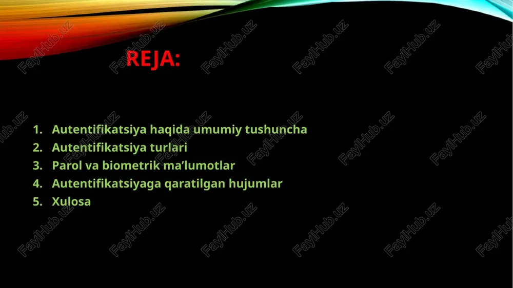 orqali faqat bitta faktorli autentifikatsiya yordamida login ma'lumotlarini tekshirishi mumkin. two-factor authentication ikki faktorli autentifikatsiya ikki bosqichli tekshirish jarayonini talab qiladi, bu nafaqat foydalanuvchi nomi va parolni, balki faqat foydalanuvchi biladigan ma'lumotni ham talab qiladi. foydalanuvchi nomi va parolni maxfiy ma'lumotlar bilan birgalikda ishlatish xakerlarga muhim va shaxsiy ma'lumotlarni o'g'irlashni ancha qiyinlashtiradi. multi-factor authentication ko’p faktorli autentifikatsiya - bu autentifikatsiyaning eng ilg'or usuli bo'lib, foydalanuvchilarga tizimga kirish huquqini berish uchun mustaqil autentifikatsiya kategoriyalaridan ikki yoki undan ko'p darajadagi xavfsizlikni talab qiladi. autentifikatsiya qilishning ushbu shakli har qanday ma'lumotlarga ta'sir qilishni bartaraf etish uchun bir-biridan mustaqil bo'lgan omillardan foydalanadi. moliyaviy tashkilotlar, banklar va huquqni muhofaza qilish idoralarida ko'p faktorli autentifikatsiyadan foydalanish odatiy holdir. parollar va biometrik ma’lumotlar aslini olganda autentifikatsiya jarayoni parollardan iborat desak ham bo’ladi. sababiki, autentifikatsiya bu yuqorida aytilganidek shaxsni yoki qurilmani tasdiqlash jarayoni. tasdiqlash esa biror noyob ma’lumot orqali amalga oshiriladi. bu ma’lumotlarga biometrik ma’lumotlar va parollar kiradi. …