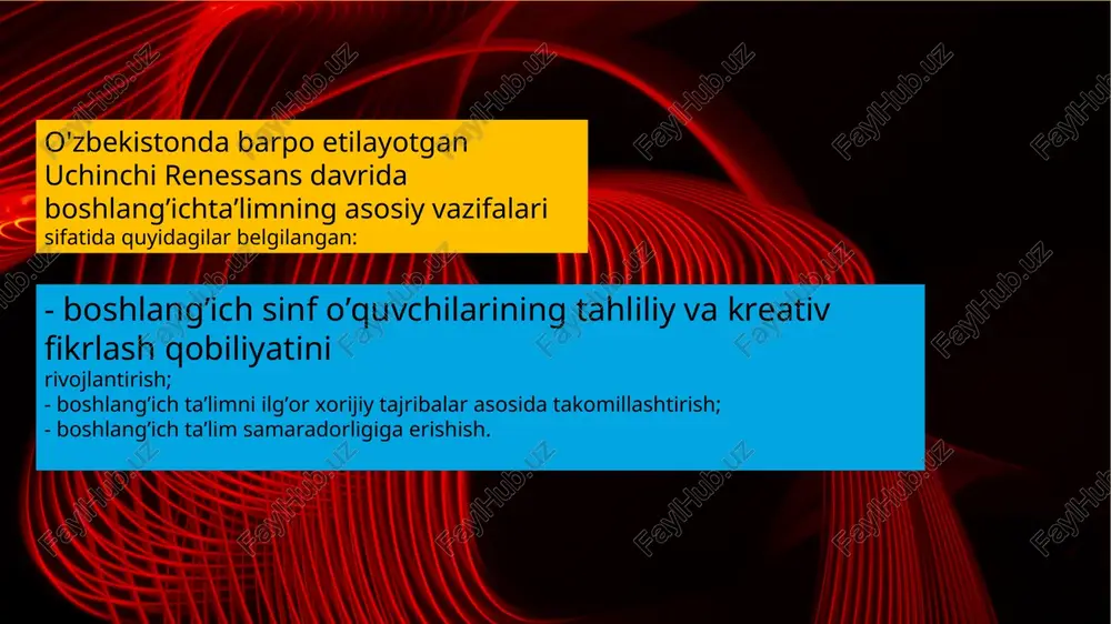 uyaklarini qotishi davom etadi, oyoqlarning o’sishi hisobiga tana proporsiyalari o’zgaradi, mushaklar jadal rivojlanadi, katta yarim sharlar po’stlog’ining integratsiyalovchi roli ortadi, tormozlanish jarayonlari kuchayadi. shablon dlya uchashixsya, pomogayushiy podgotovit ekskursiyu v opredelennoe mesto dlya predstavleniya drugim uchashimsya. soderjit ukazaniya dlya uchashixsya o neobxodimix elementax dlya kajdogo slayda i rekomenduemoe soderjimoe. * ta'limni tashkil etish shakllari ta'lim tizimida eng ko`p qo`llaniladigan dars turlari quyidagilardir: 1. yangi bilimlarni bayon qilish darsi. 2. o`tilgan materiallarni mustahkamlash darsi. 3. o`quvchilarning bilim, malaka va ko`nikmalarini tekshirish va baholash darsi. 4. takroriy-umumlashtiruvchi va kirish darslari. 5. aralash dars (yuqoridagi dars turlarining bir nechtasini birga qo`llanish). naprimer, gorod vitebsk, naxodyashiysya v belorussii, tesno svyazan s imenem xudojnika marka shagala. segodnya mi otpravimsya na ekskursiyu iz nashey shkoli v vitebsk skvoz rasstoyaniya i vremya... * dars tuzilishini biridan ikkinchisiga o`tishi va shu orqali-darsning shakli hamda usullarining o`zgarishi dars bosqichi deb yuritiladi. masalan, aralash dars turining tuzilishi: 1) uy vazifalarini …